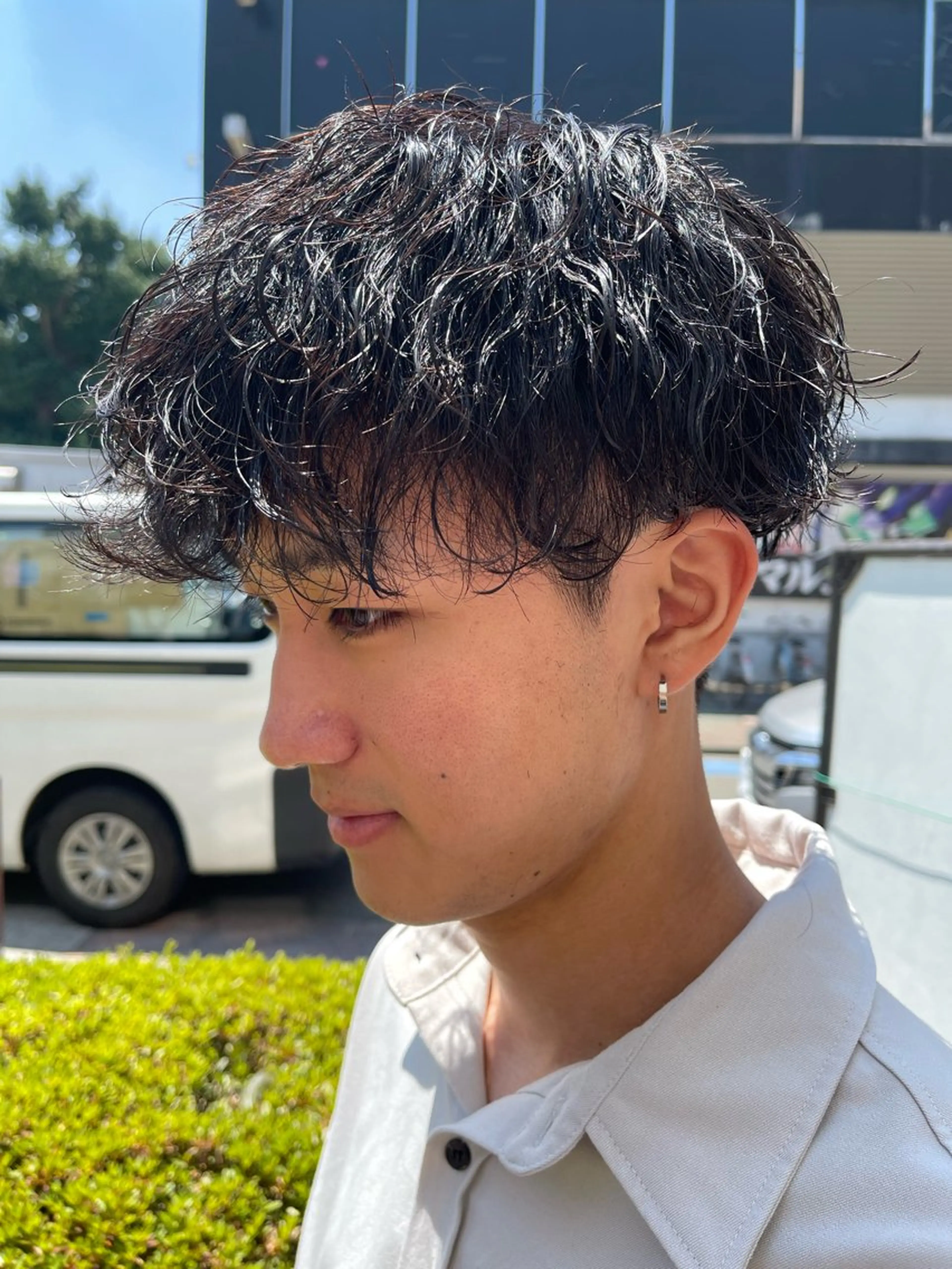 ショート パーマ メンズ メンズパーマ メンズツイストパーマ ツーブロック 刈り上げ 波巻きパーマ カット パーマ メンズパーマ特化/ メッシュ/薫/店長のヘアスタイル