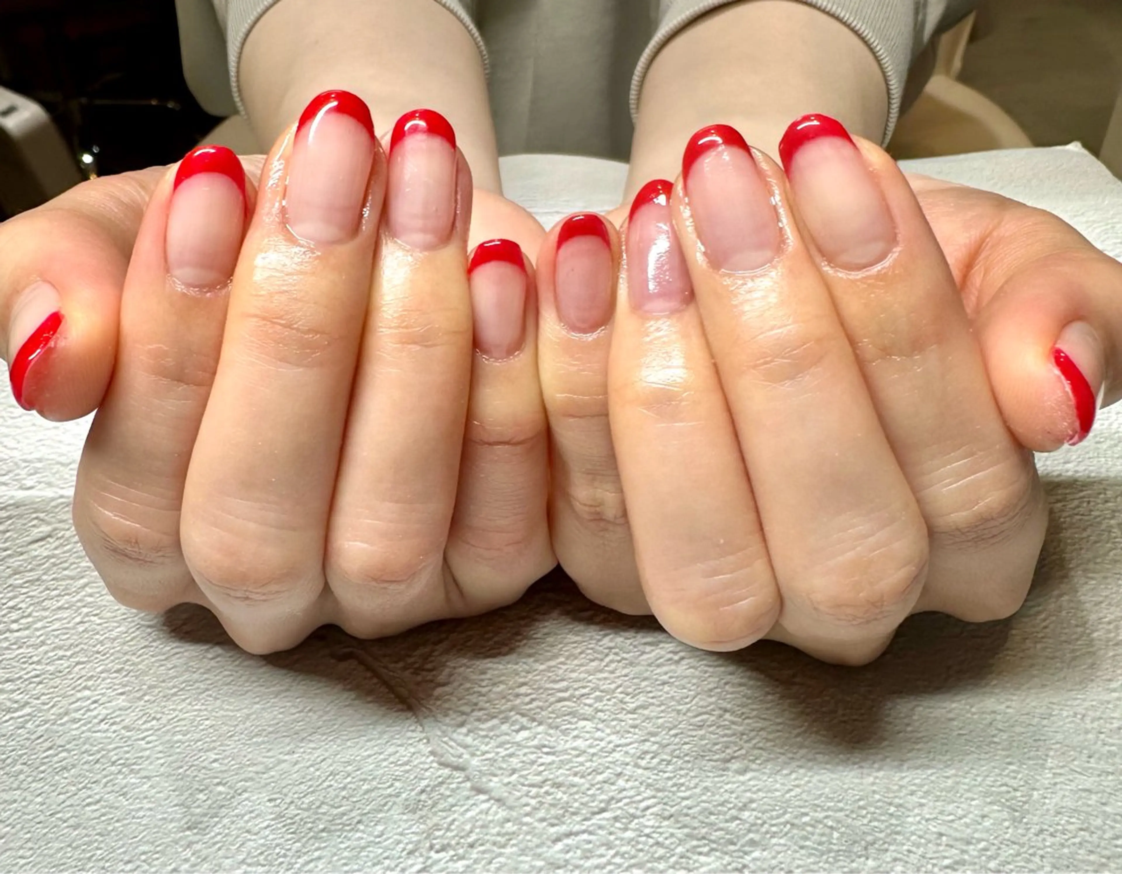 ネイル フレンチネイル 赤色 Ueda Rieのネイルデザイン