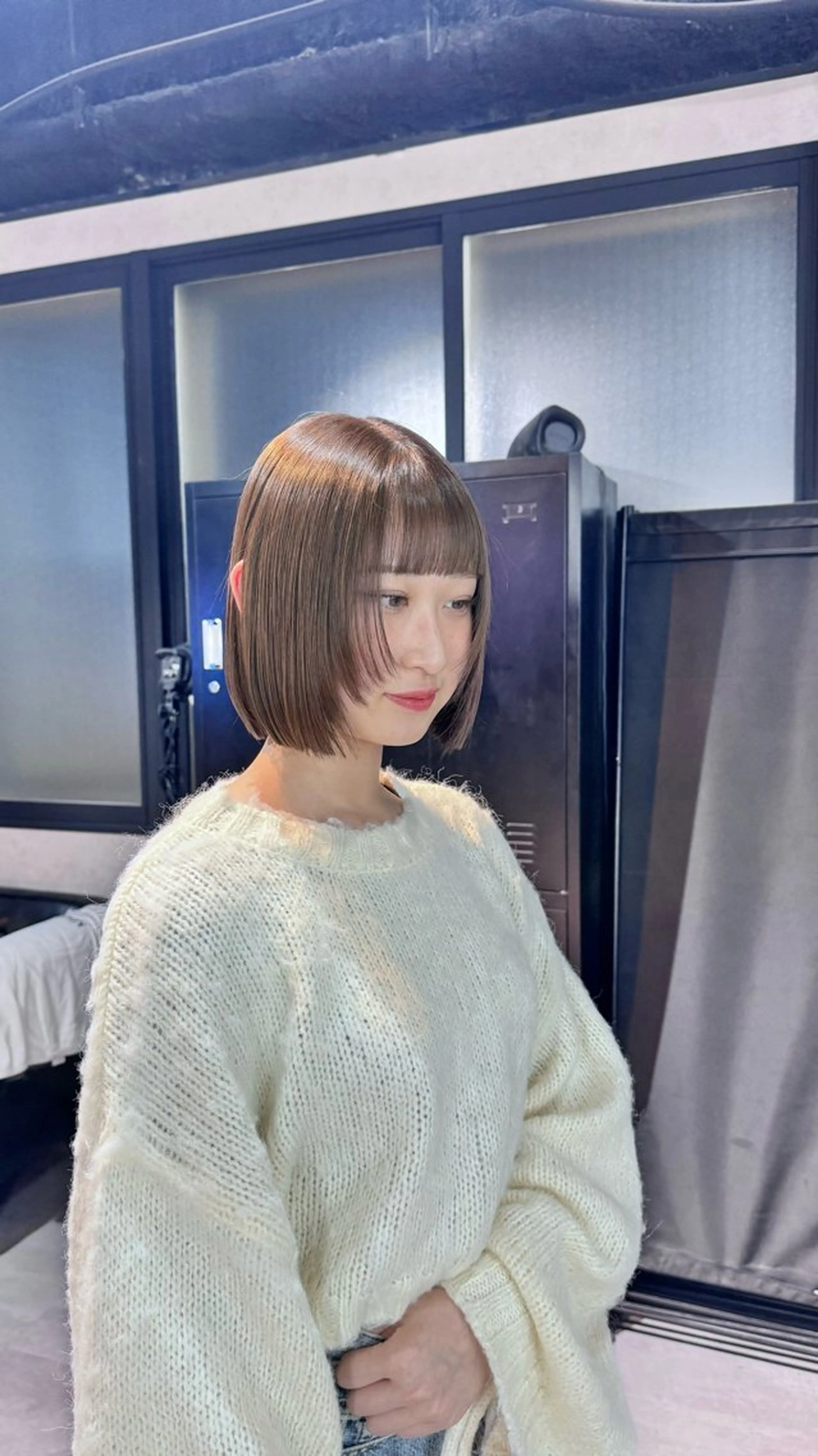 ショート カラー ボブレイヤー ブラウンカラー シアーブラウン ボブ レイヤーカット カット ヘアカラー トリートメント B E C H I C O〔べち子〕のヘアスタイル