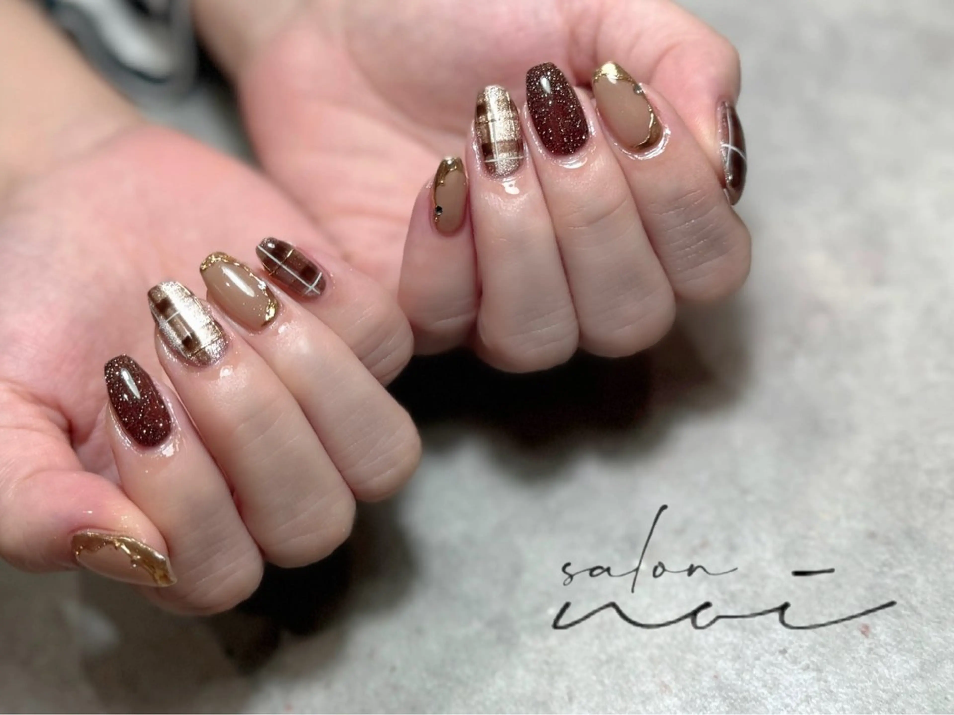 ネイル ブラウン ハンドネイル salon noiのネイルデザイン