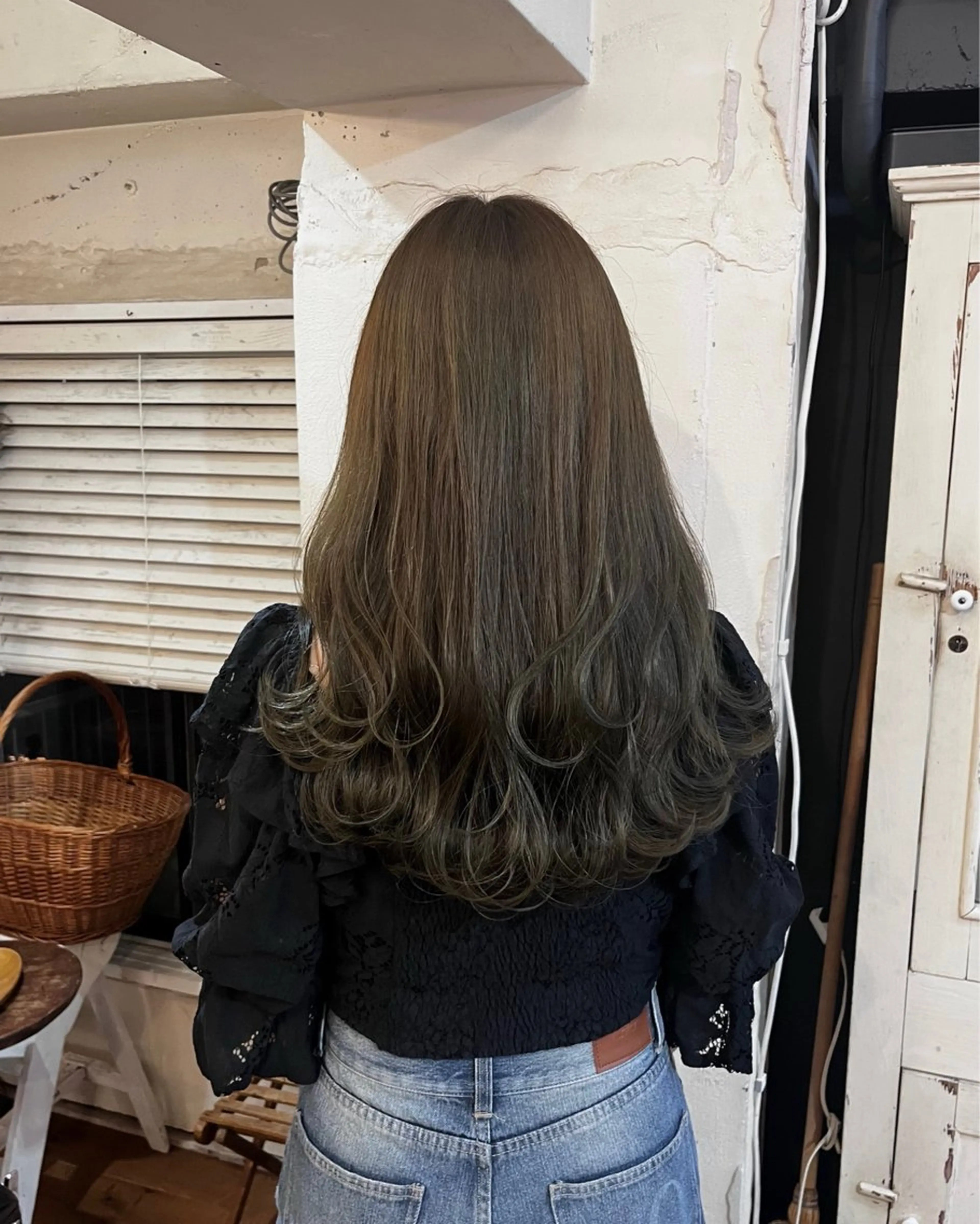 ロング カラー カット ヘアカラー 暗髪とオリーブ🌿 渡辺拓人のヘアスタイル