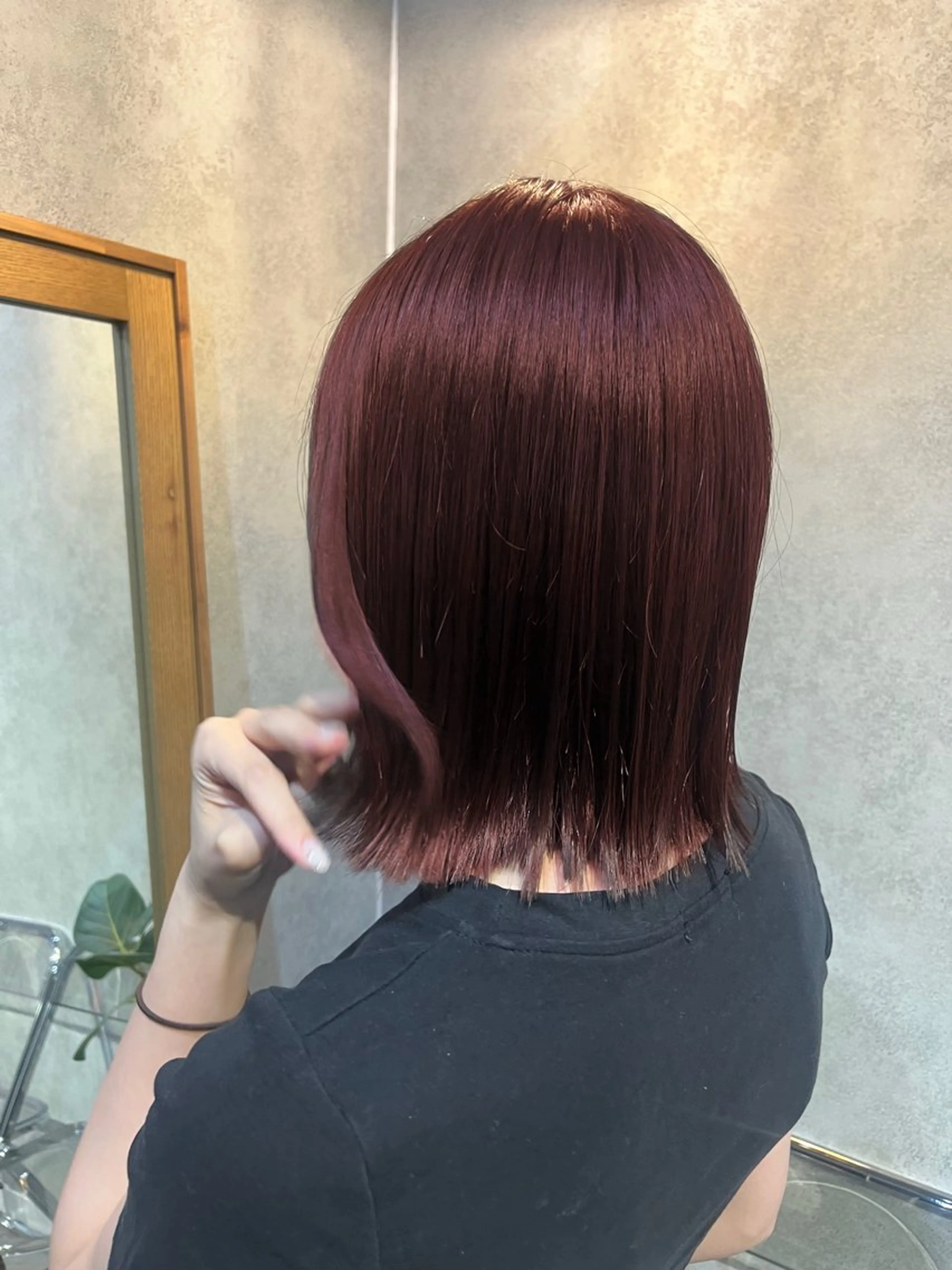 ミディアム カラー カット ヘアカラー 縮毛矯正 トリートメント 暖色カラー/パラッと Bob/モエのヘアスタイル