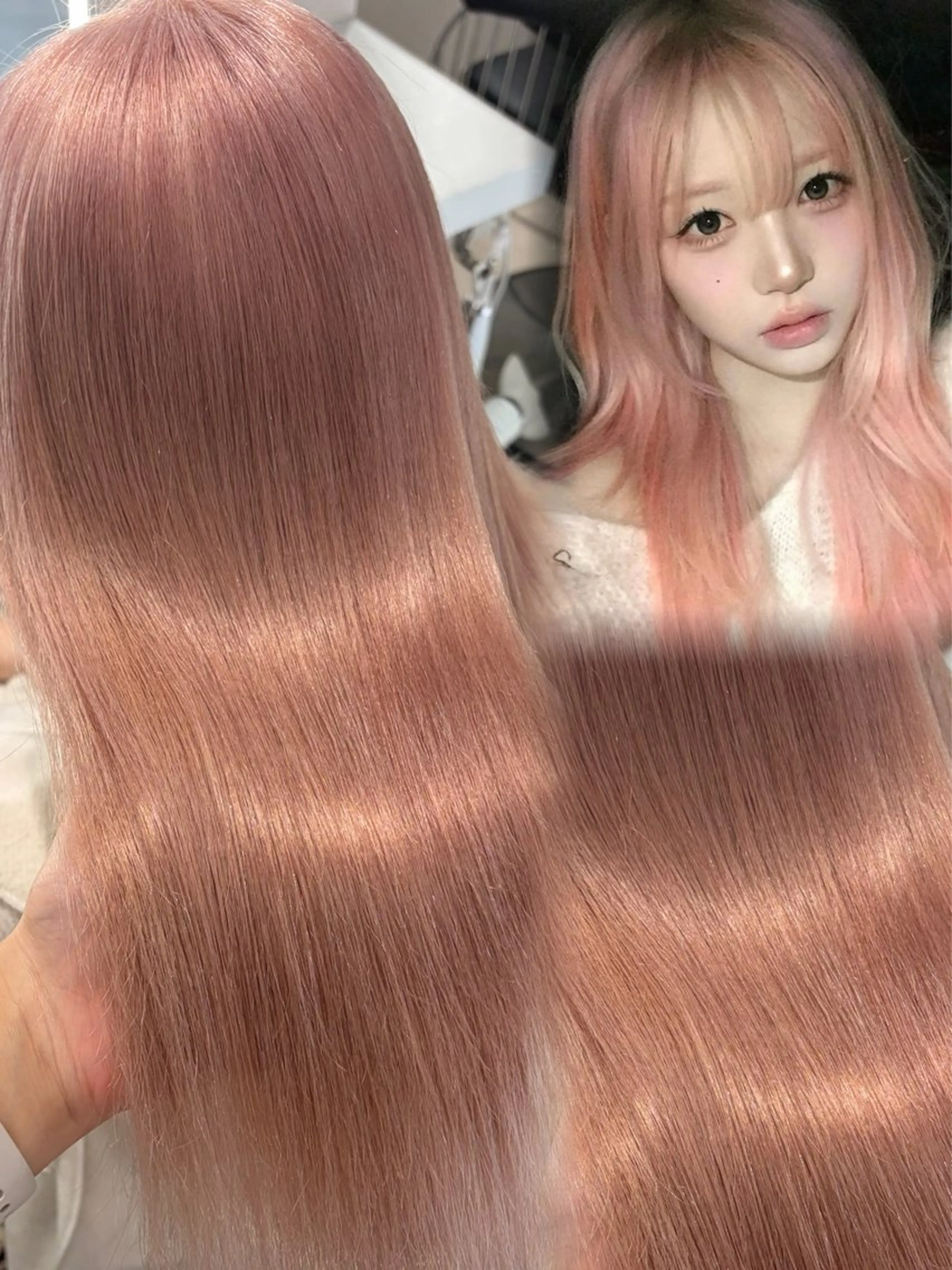 ロング ヘアカラー トリートメント ハイトーン/ベージュ 🤍reinaのヘアスタイル