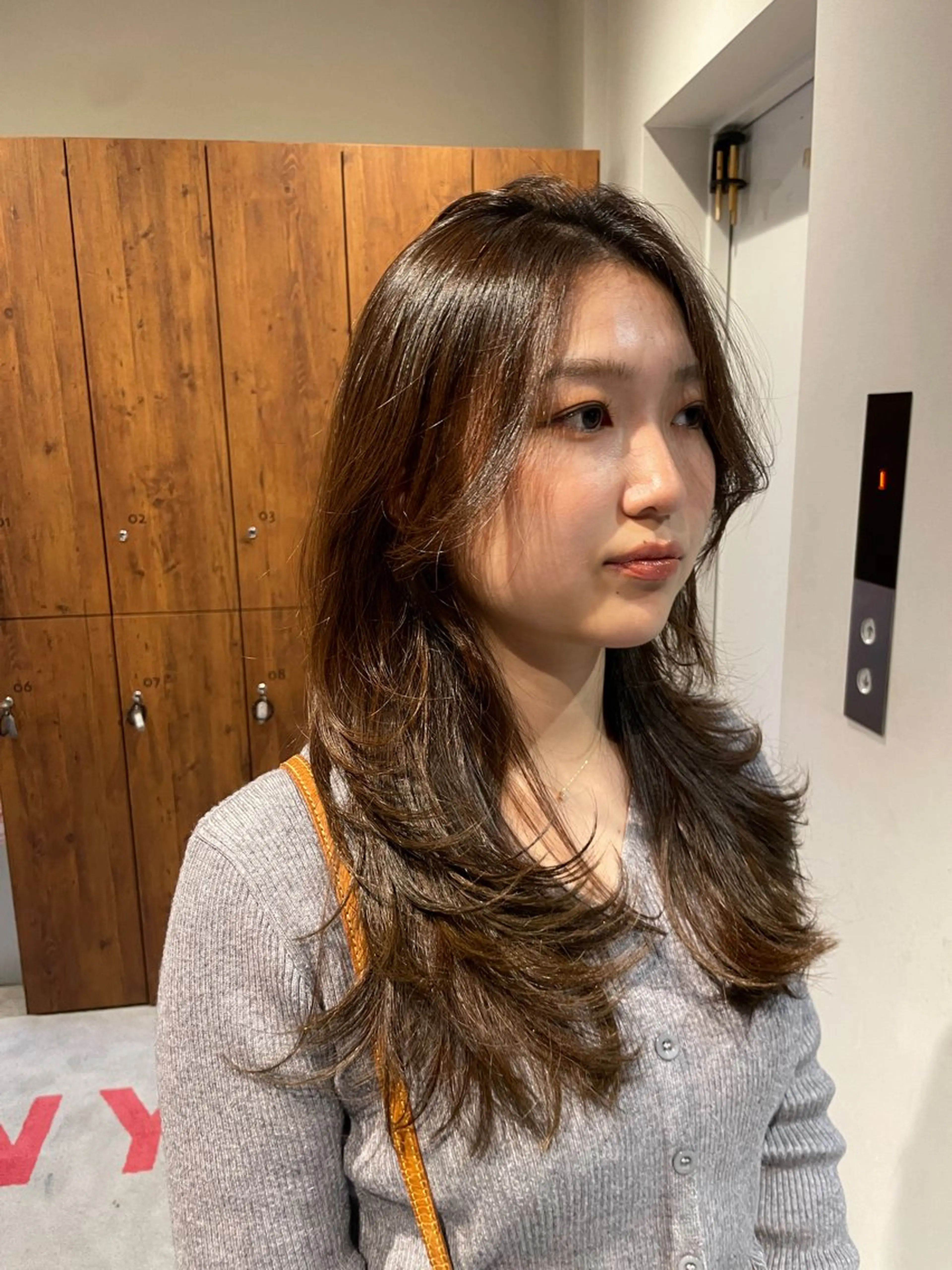 セミロング レイヤーカット トリートメント 海外レイヤー/赤み 消しカラー/上原聖奈のヘアスタイル