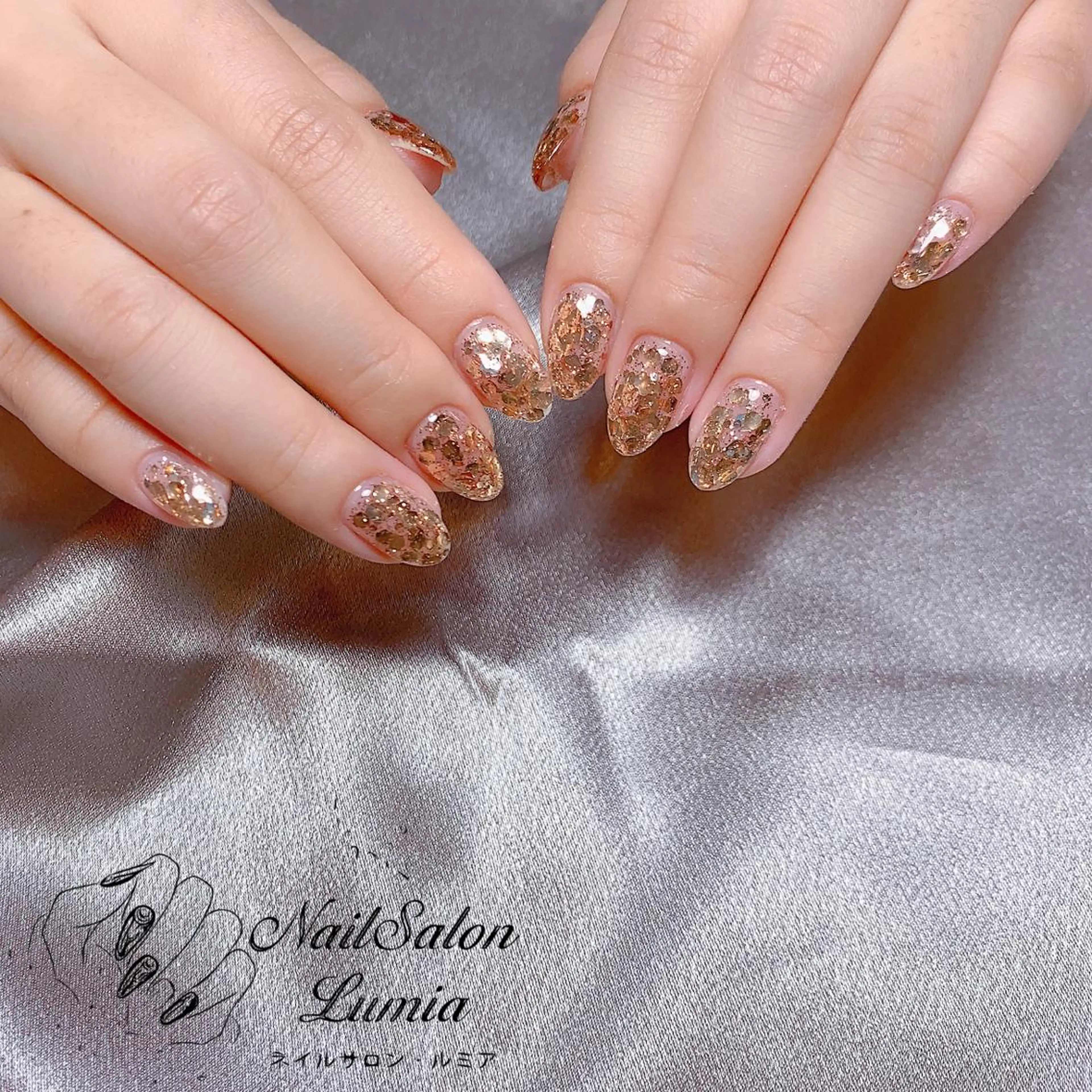 ネイル 韓国ネイル ラメ(グリッター) ネイルサロン ルミア Lumia 店長のネイルデザイン