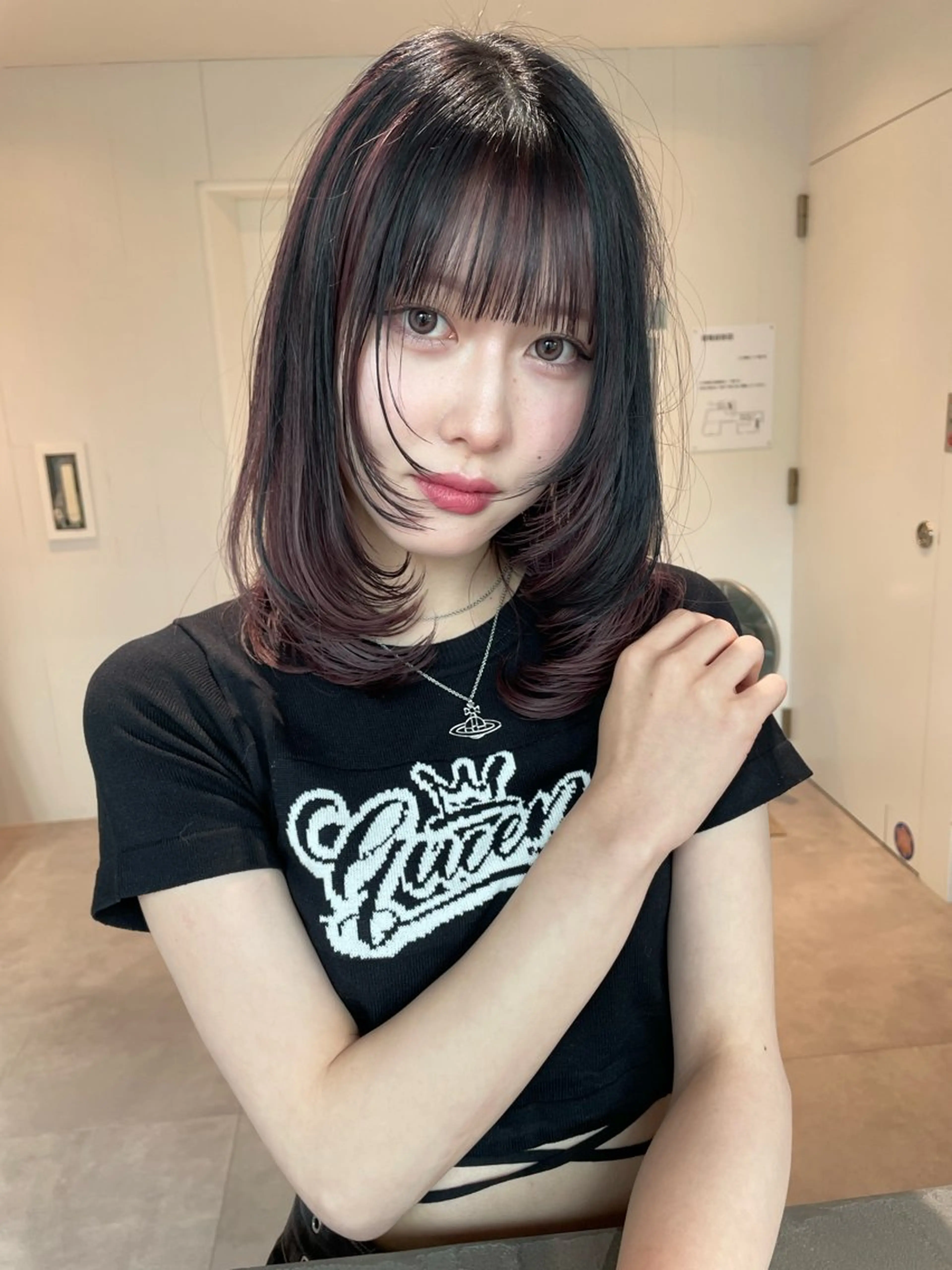 ミディアム カラー ミディアムレイヤー レイヤーカット カット ヘアカラー トリートメント パーマ/パーマ落とし 【Kouta】のヘアスタイル