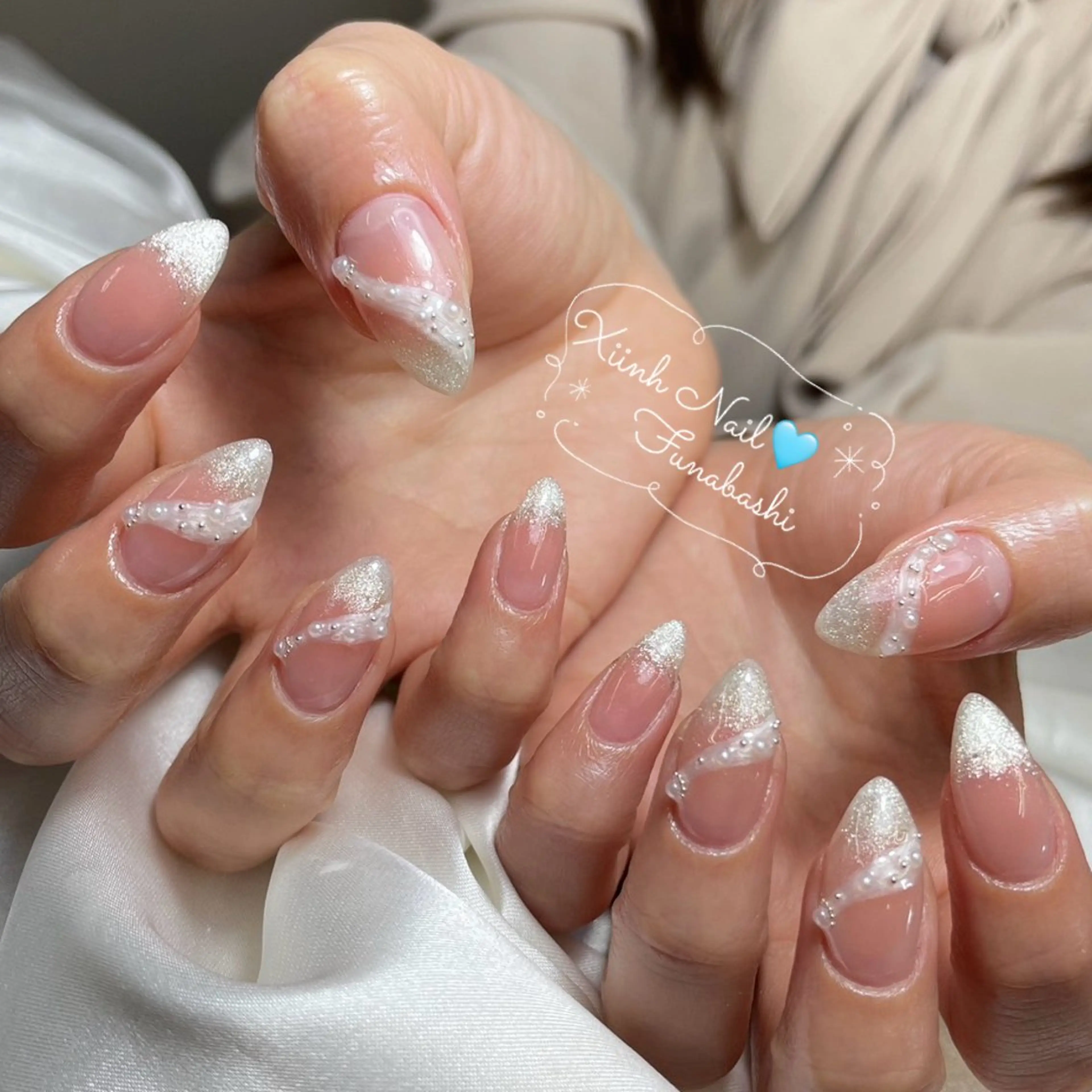 ネイル チークネイル 桜ネイル 長さ出し フットネイル ジェルネイル ハンドネイル XIINH NAIL SALONのネイルデザイン
