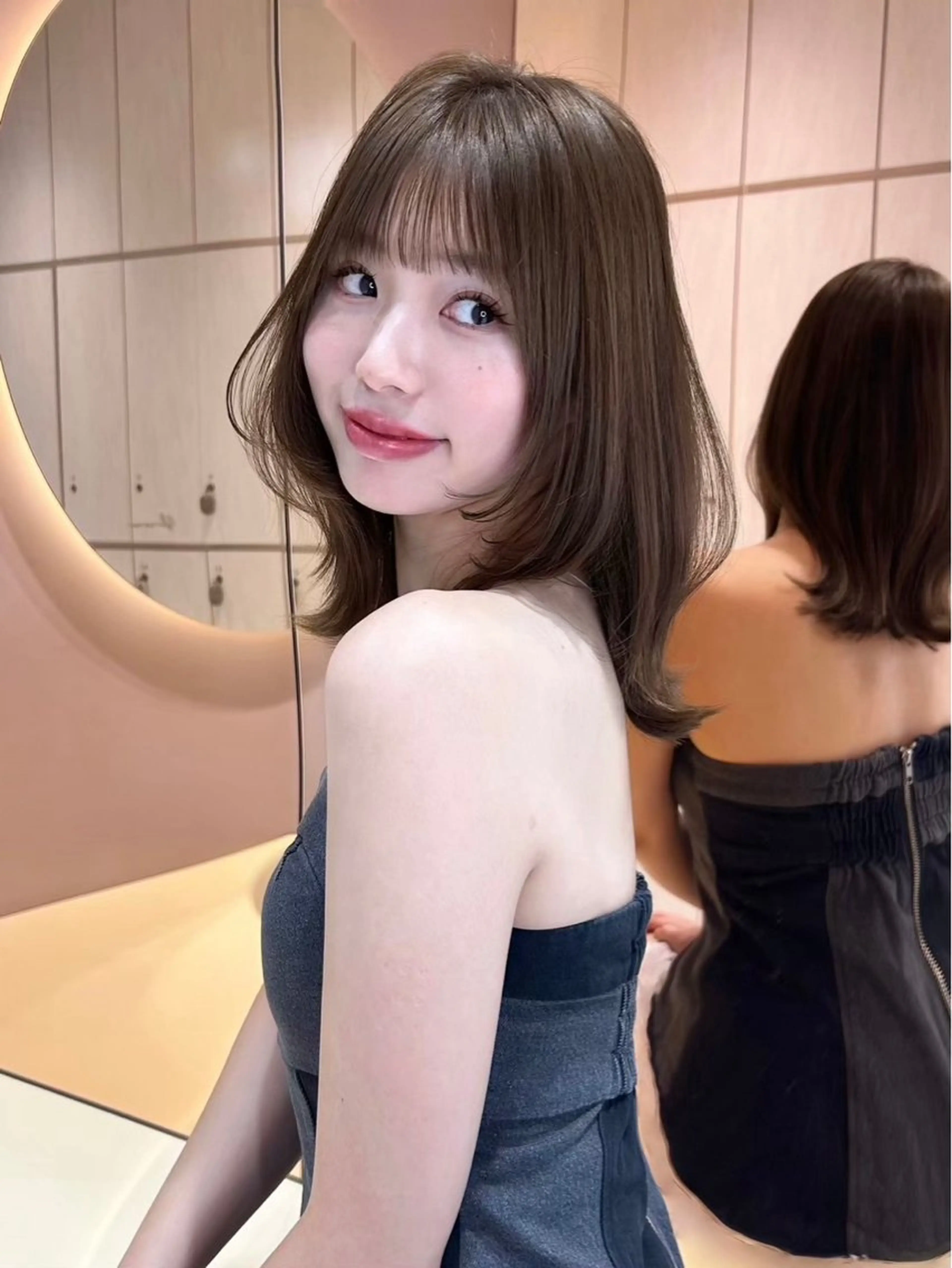 ミディアム ブリーチなしW🎀 髪質改善/はのんのヘアスタイル