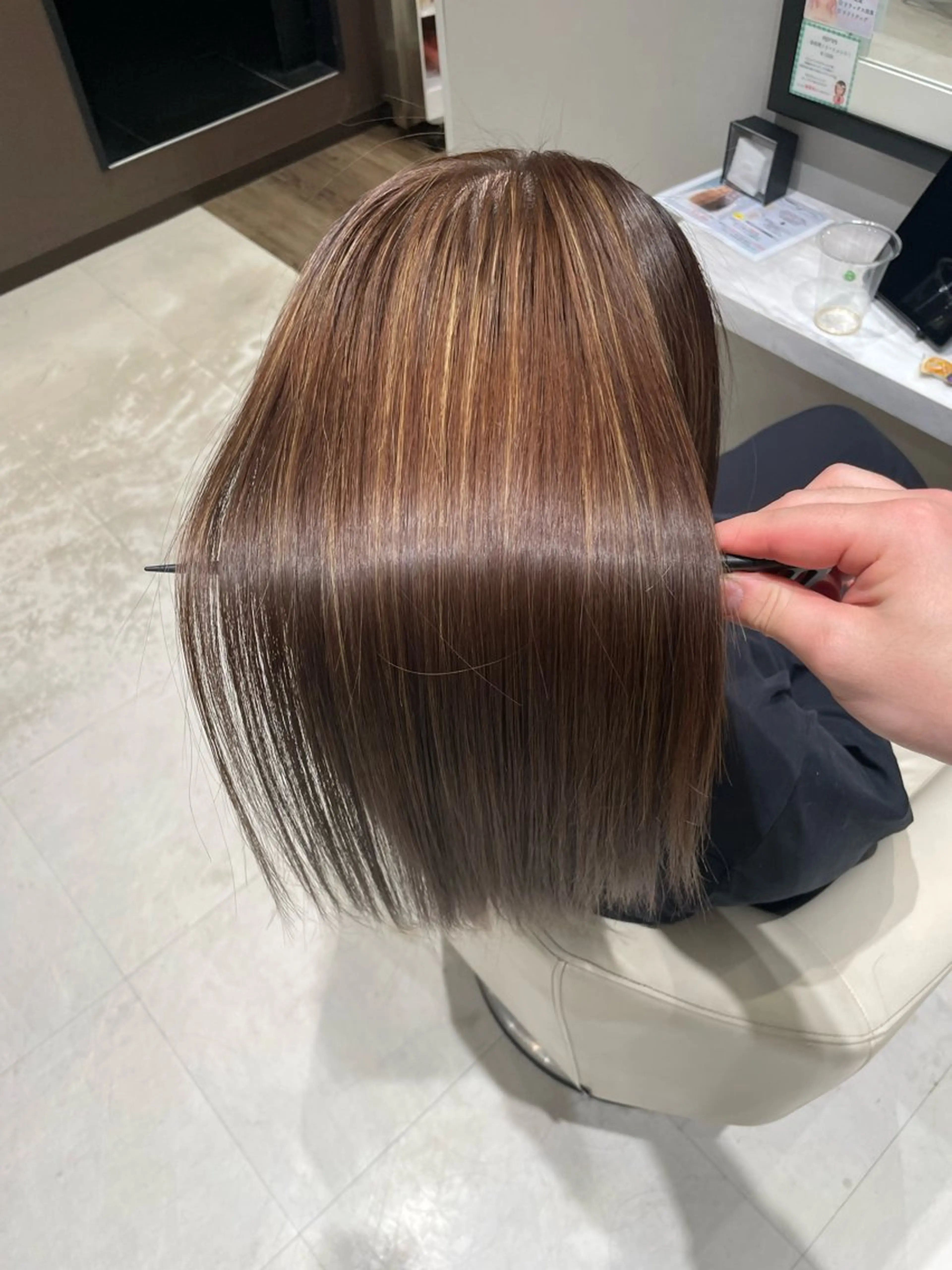 ロング パーマ 縮毛矯正 k-twoたき✨艶感 カラー／美髪矯正のヘアスタイル