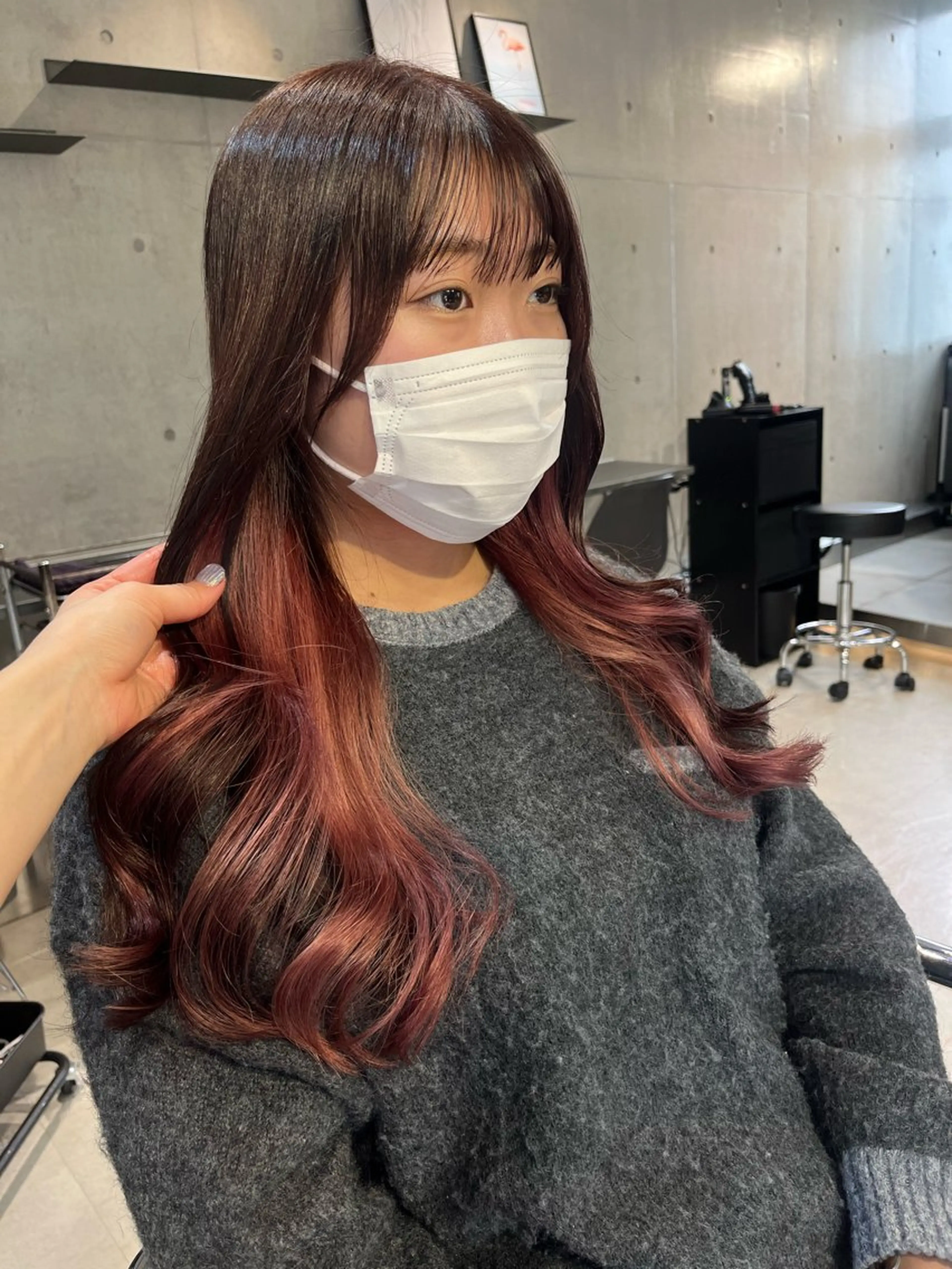 ミディアム カラー パーマ カット ヘアカラー 透明感/オリーブ/ グレージュ/YUKAのヘアスタイル