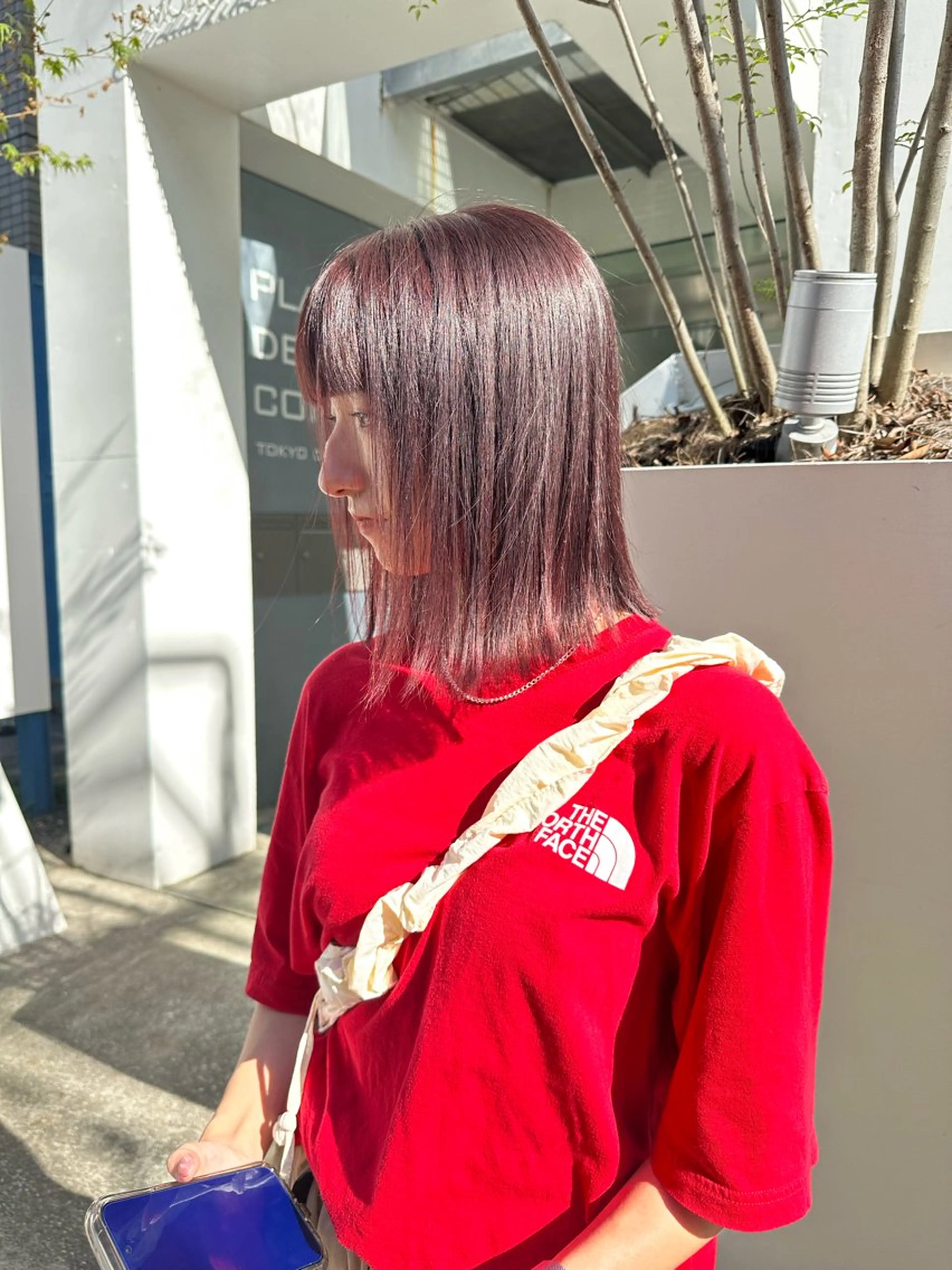 ミディアム カラー ブリーチ ボルドーカラー ハイトーンカラー ブリーチなしカラー ボブ カット ヘアカラー トリートメント REINA☁️透明感 カラー/ぷつっと♡のヘアスタイル