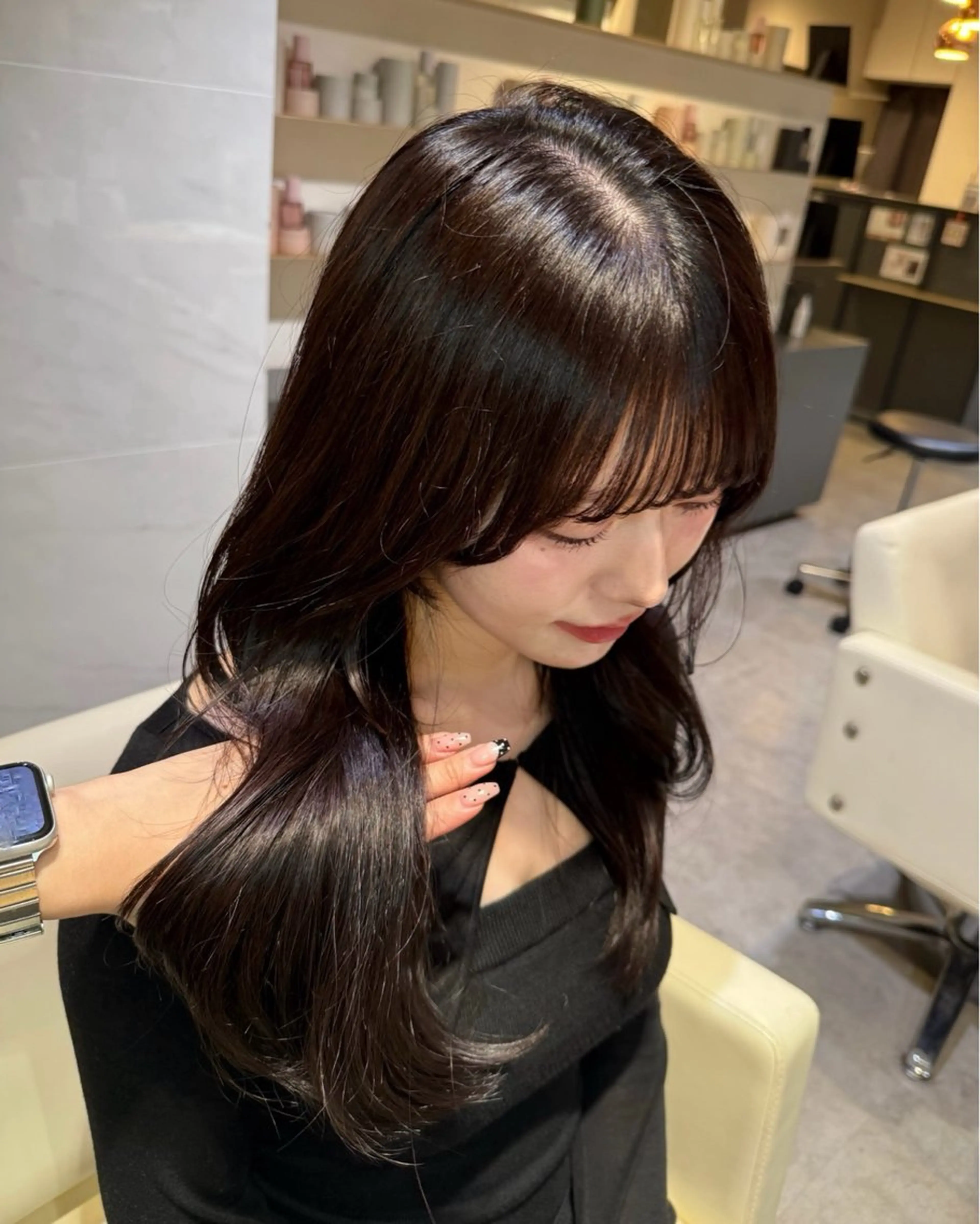 ミディアム ヘアカラー 谷 亜澄のヘアスタイル