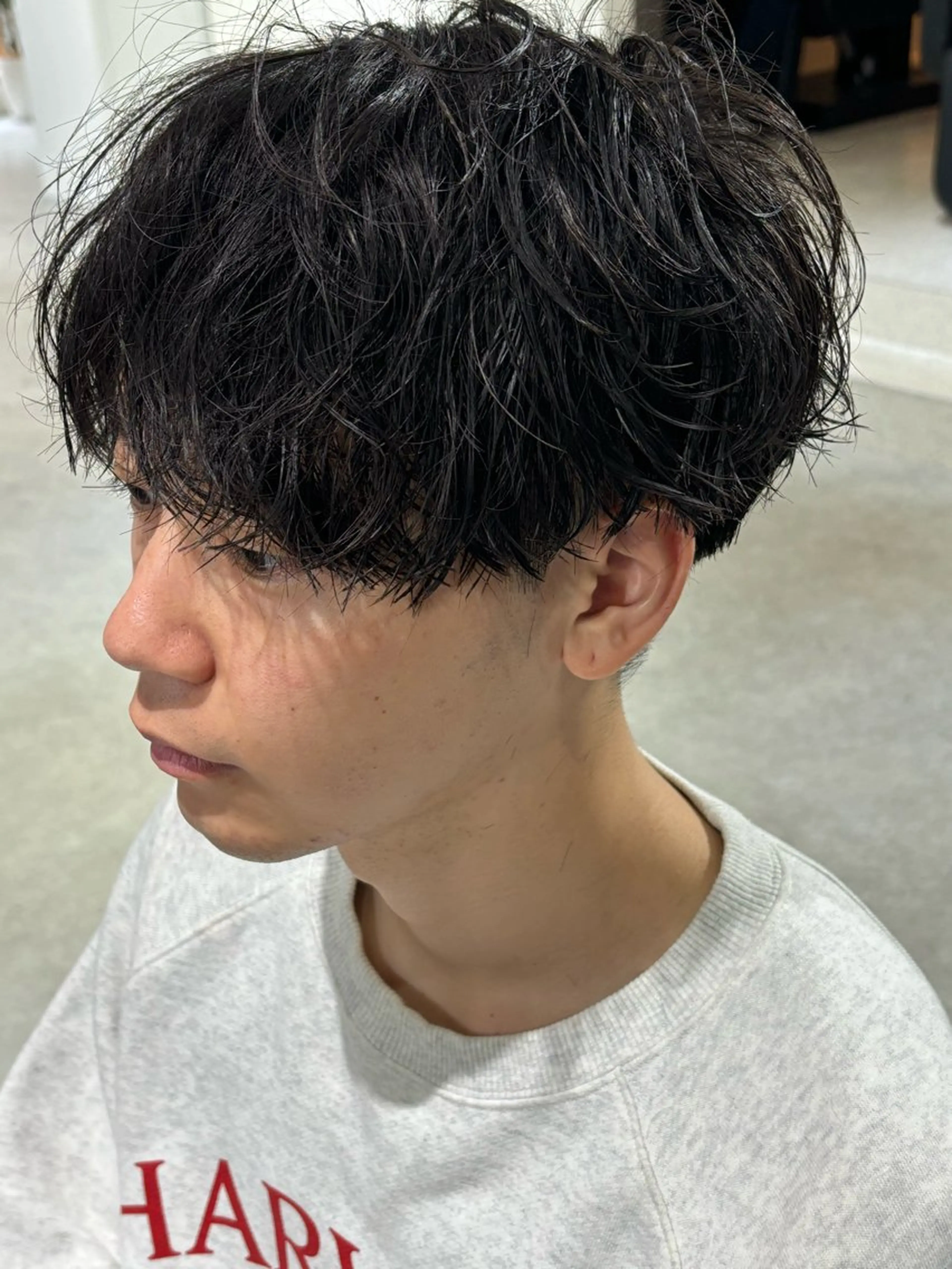 ミディアム カット パーマ メンズ特化美容師 中戸 滉のヘアスタイル