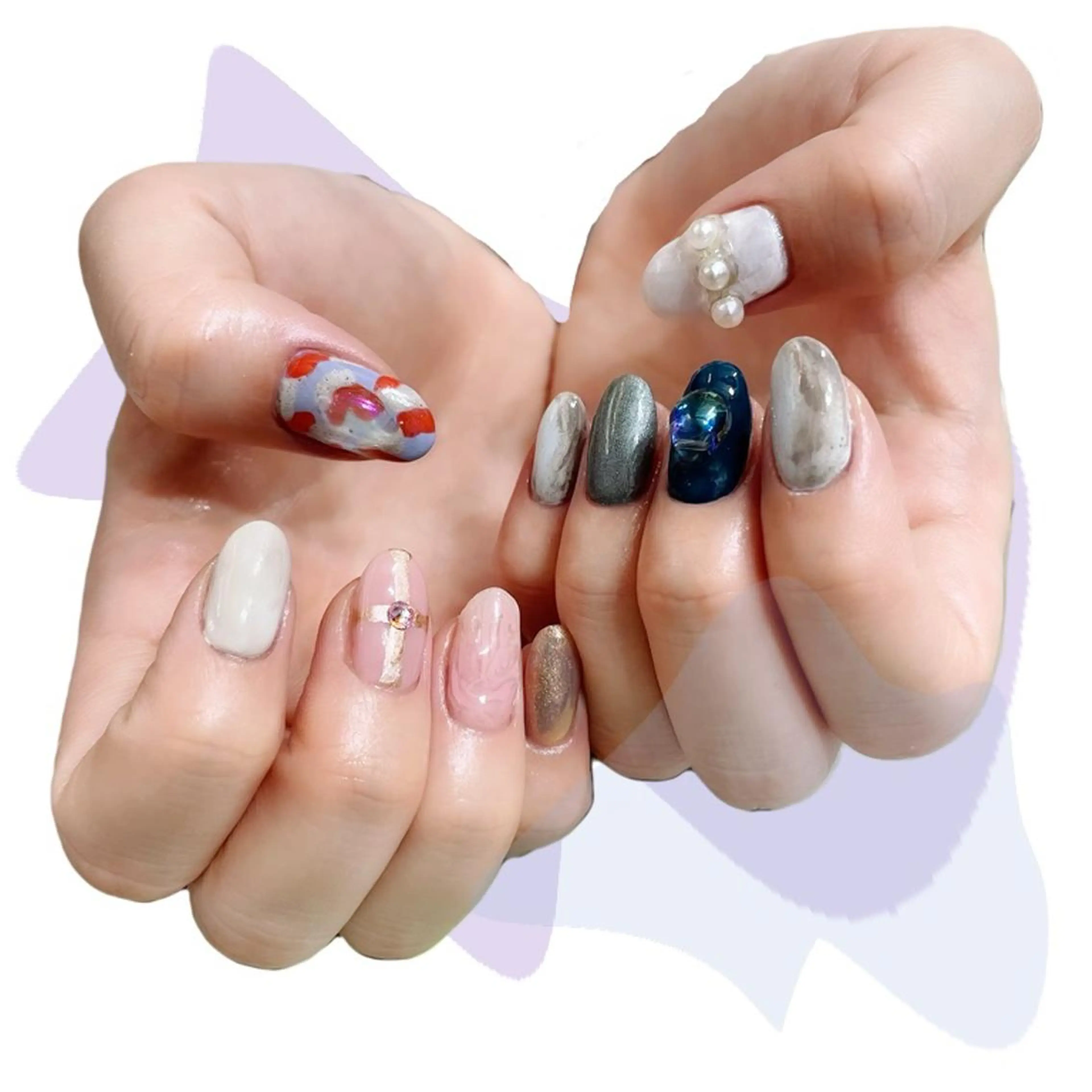 ネイル オーロラネイル 氷ネイル・うるうるネイル 韓国ネイル マグネットネイル ミラーネイル VOLLMOND nailのネイルデザイン