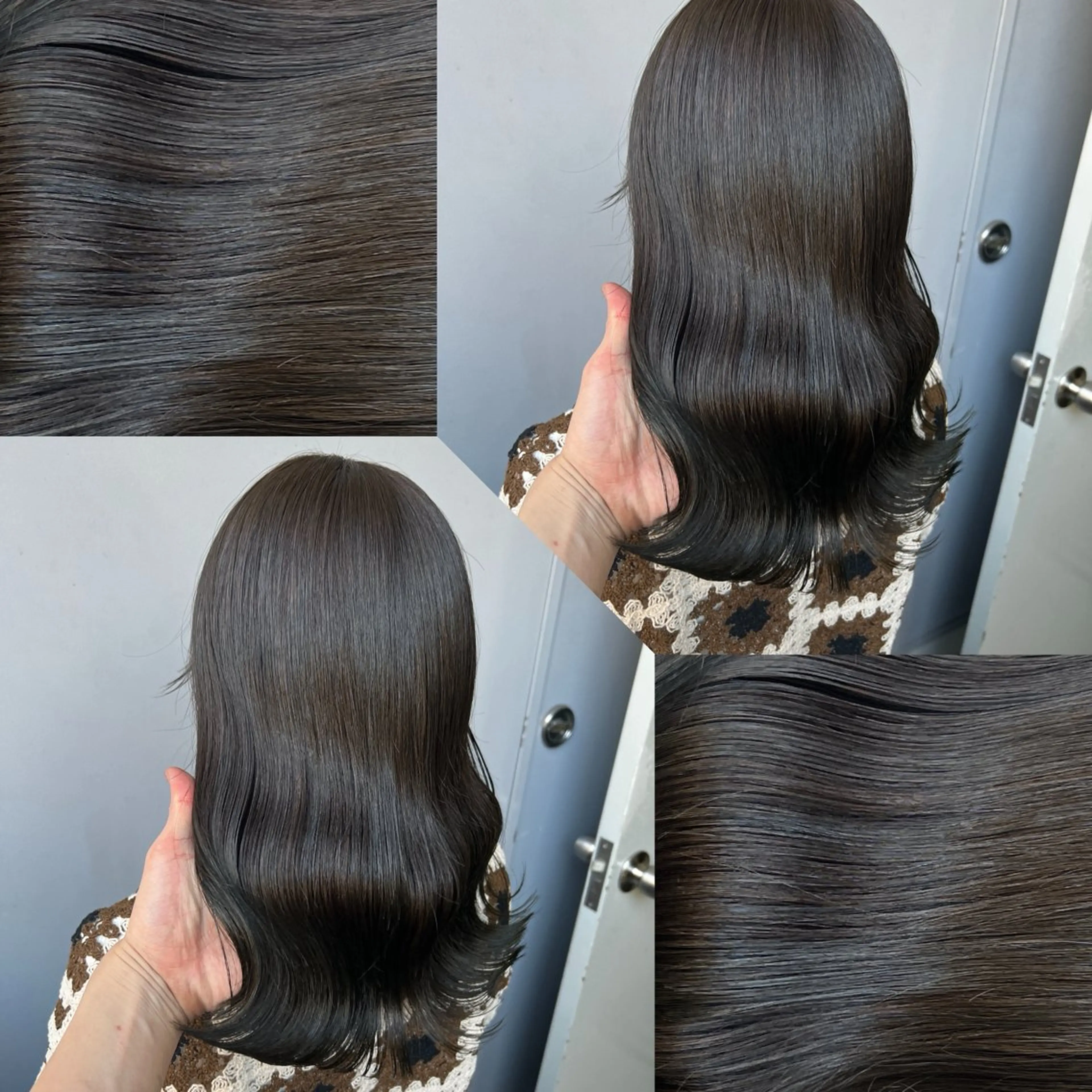 セミロング カラー カット ヘアカラー ヘアセット 韓国風ベージュ🤎 赤みなし🌿横浜🤎のヘアスタイル