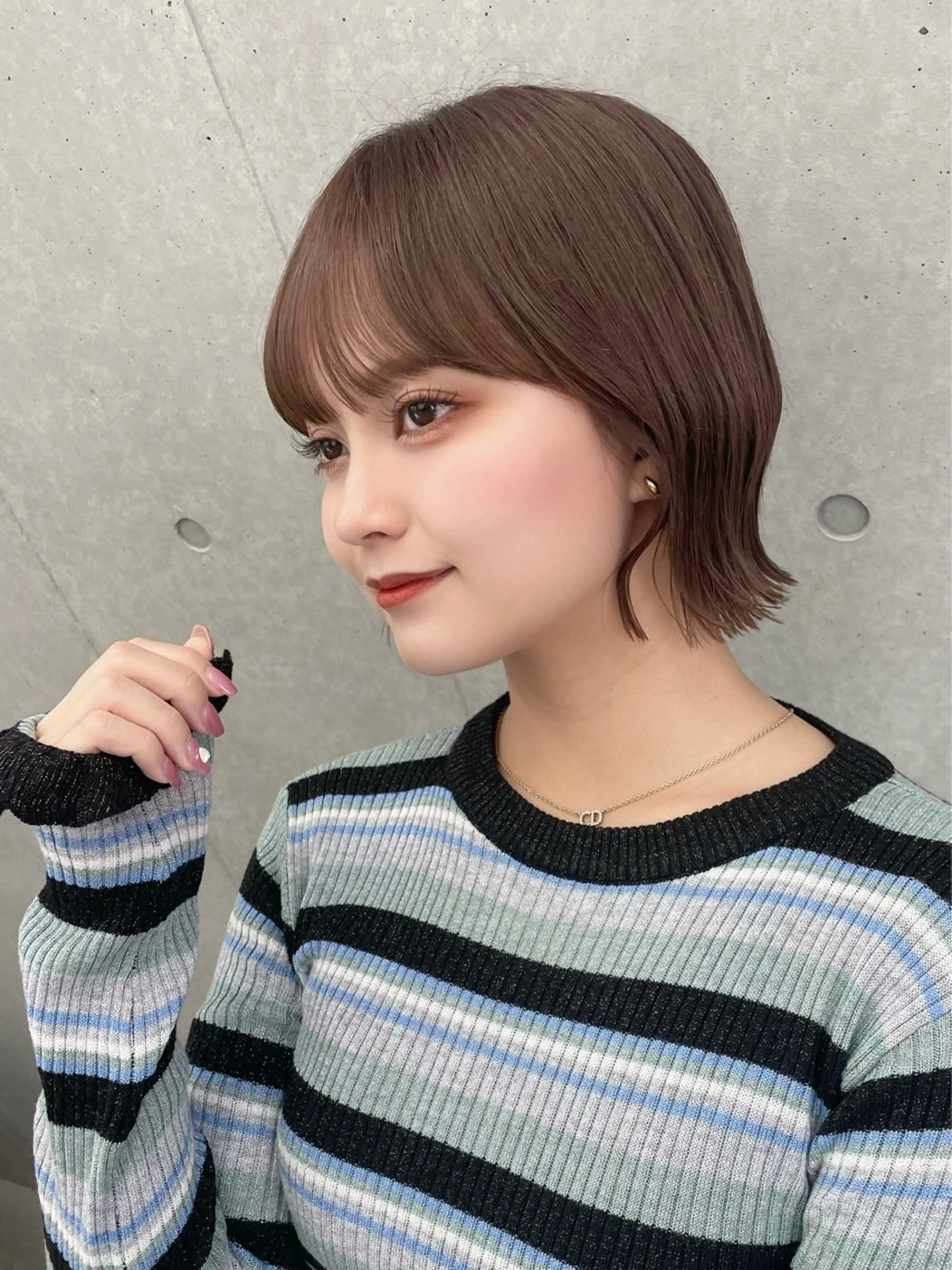 ショート カラー ボブ/地毛風縮毛矯正 茉青🤍新宿代々木のヘアスタイル