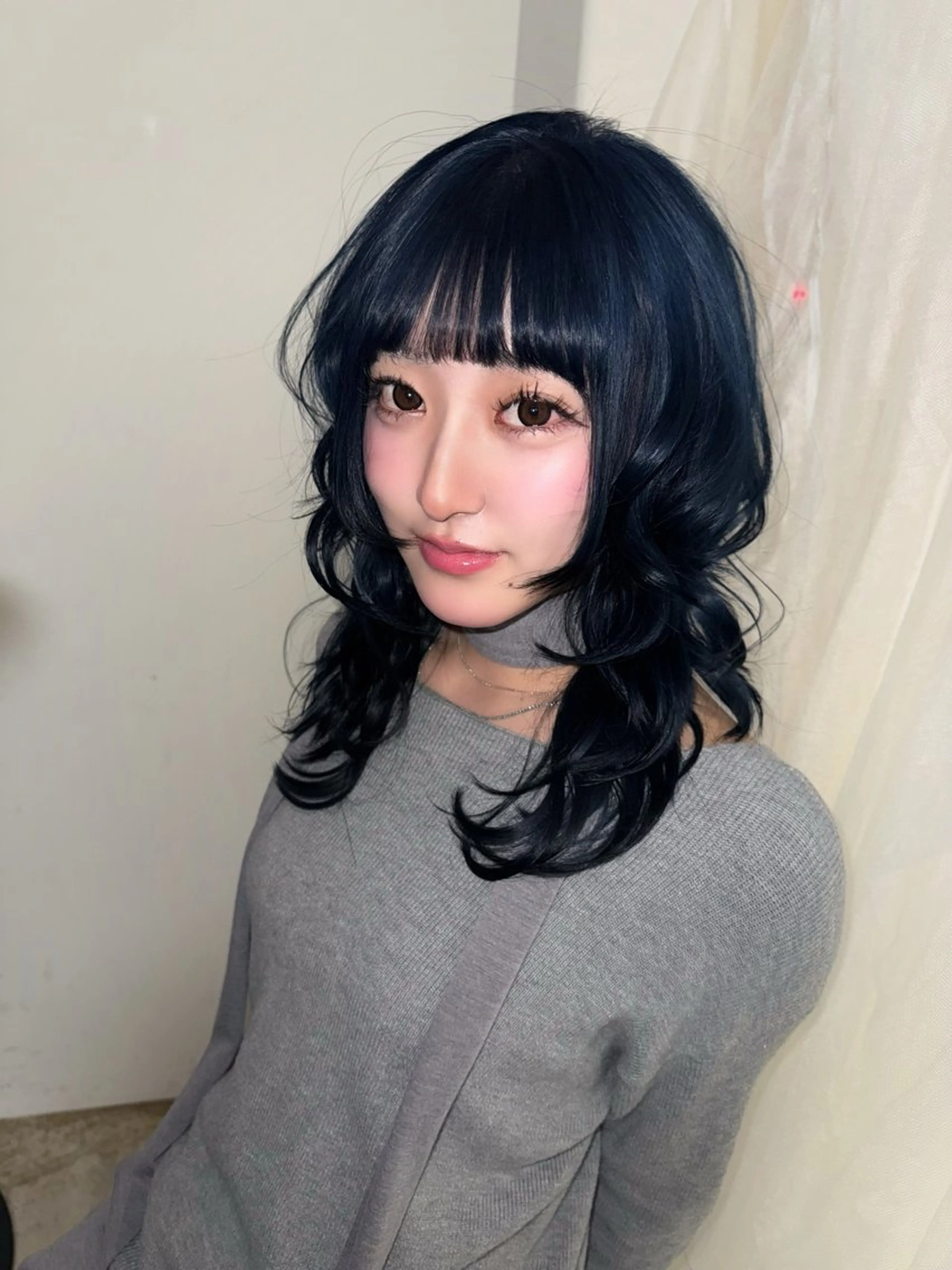 セミロング ヘアカラー トリートメント ヘッドスパ ヘアセット HARUNA/原宿/ デザイン/カットのヘアスタイル