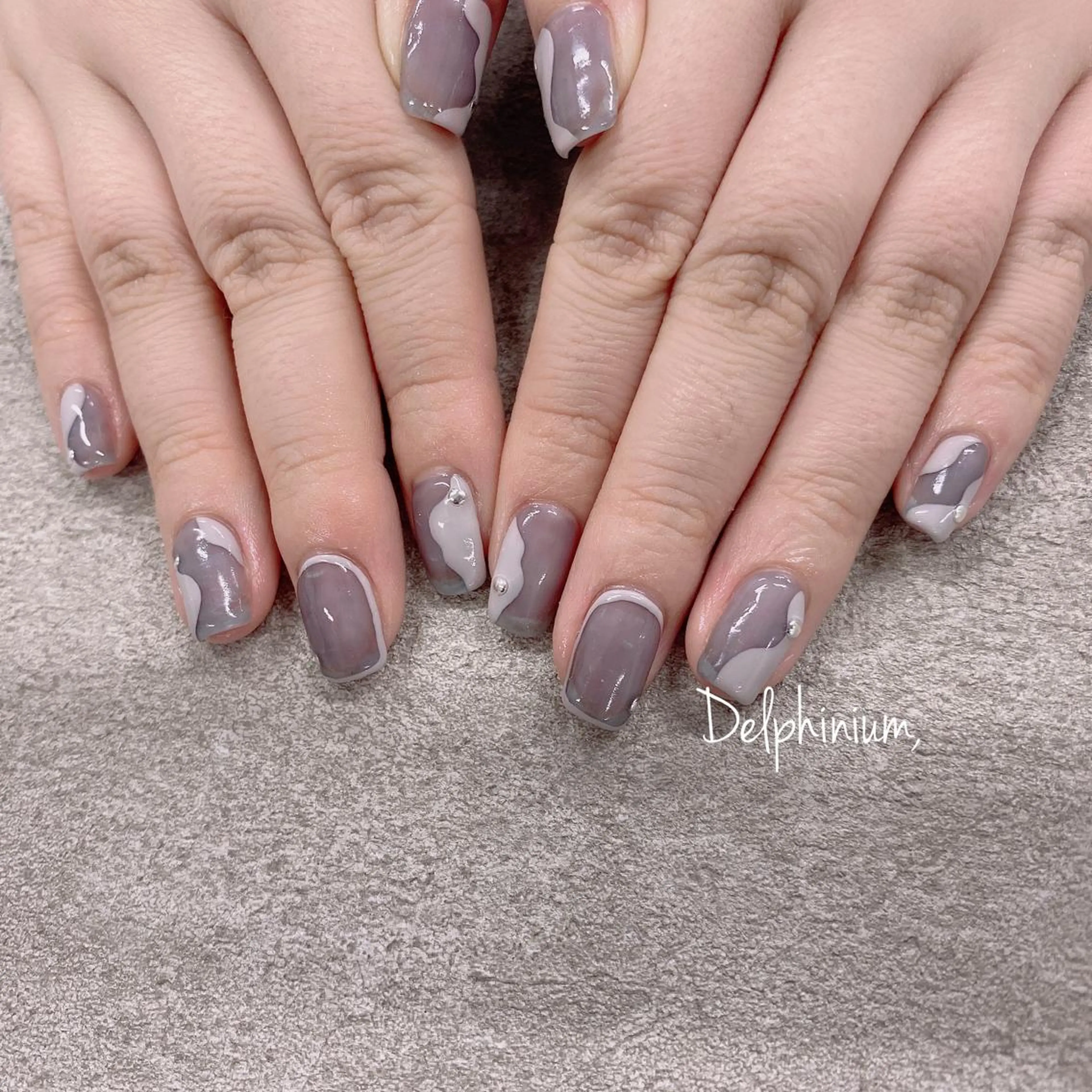 ネイル ブラウン 春ネイル ハンドネイル 岡本 友恵のネイルデザイン