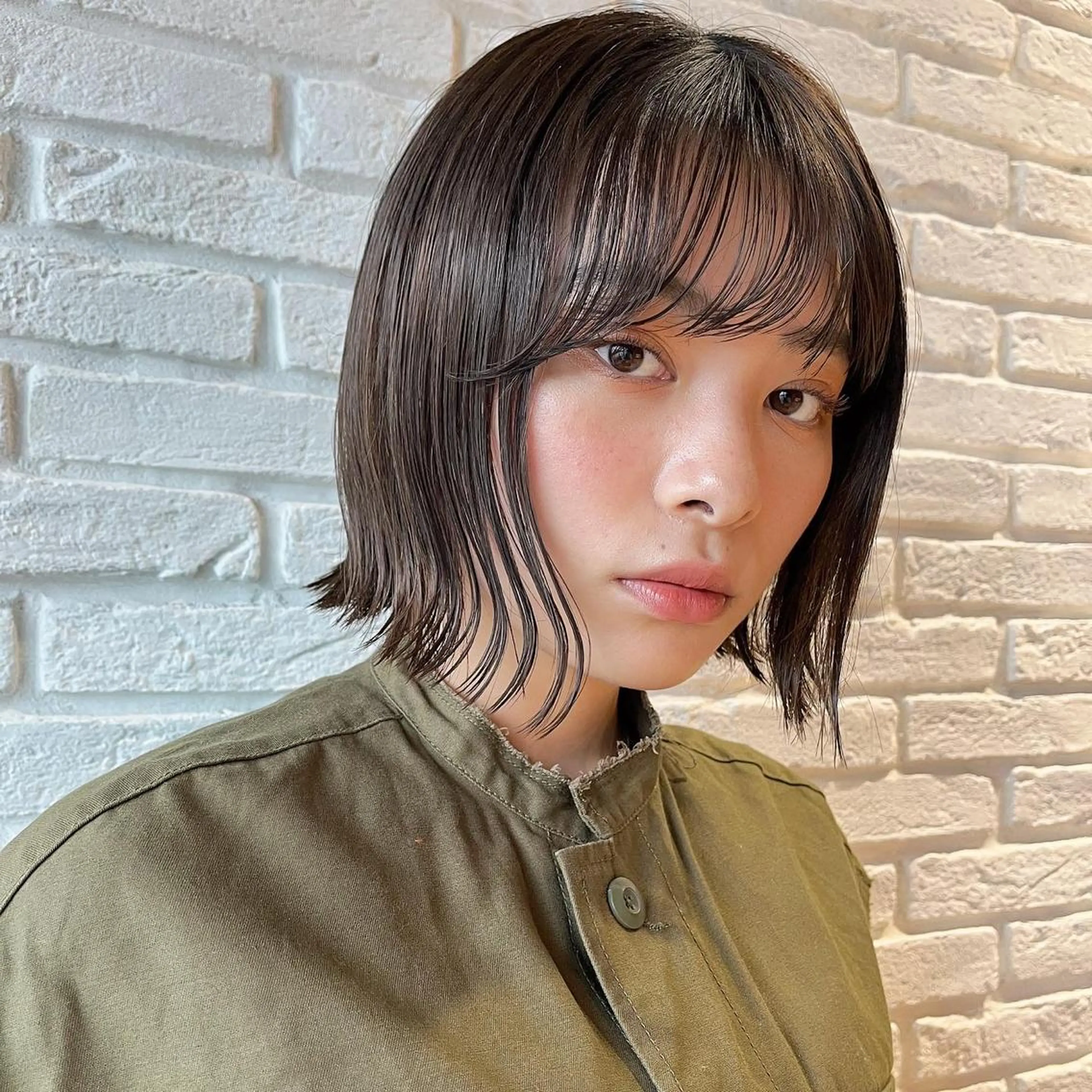 ショート カラー 黒髪 透明感カラー 🌱ボブ/レイヤー/ ベージュ/あやみ✨のヘアスタイル