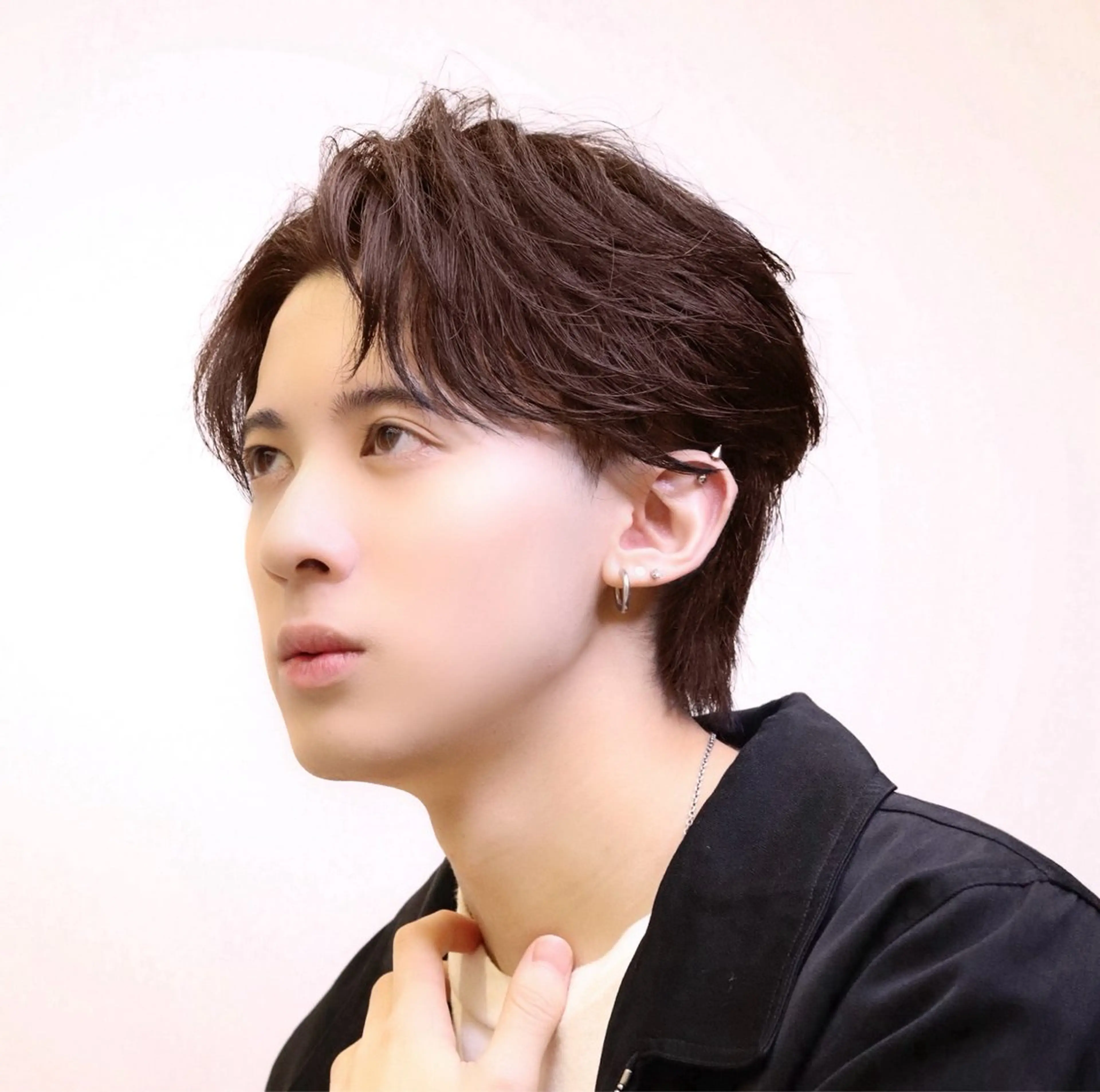 ミディアム カラー メンズ カット ヘアカラー トリートメント ハクヤ心斎橋 パーマ/縮毛矯正のヘアスタイル