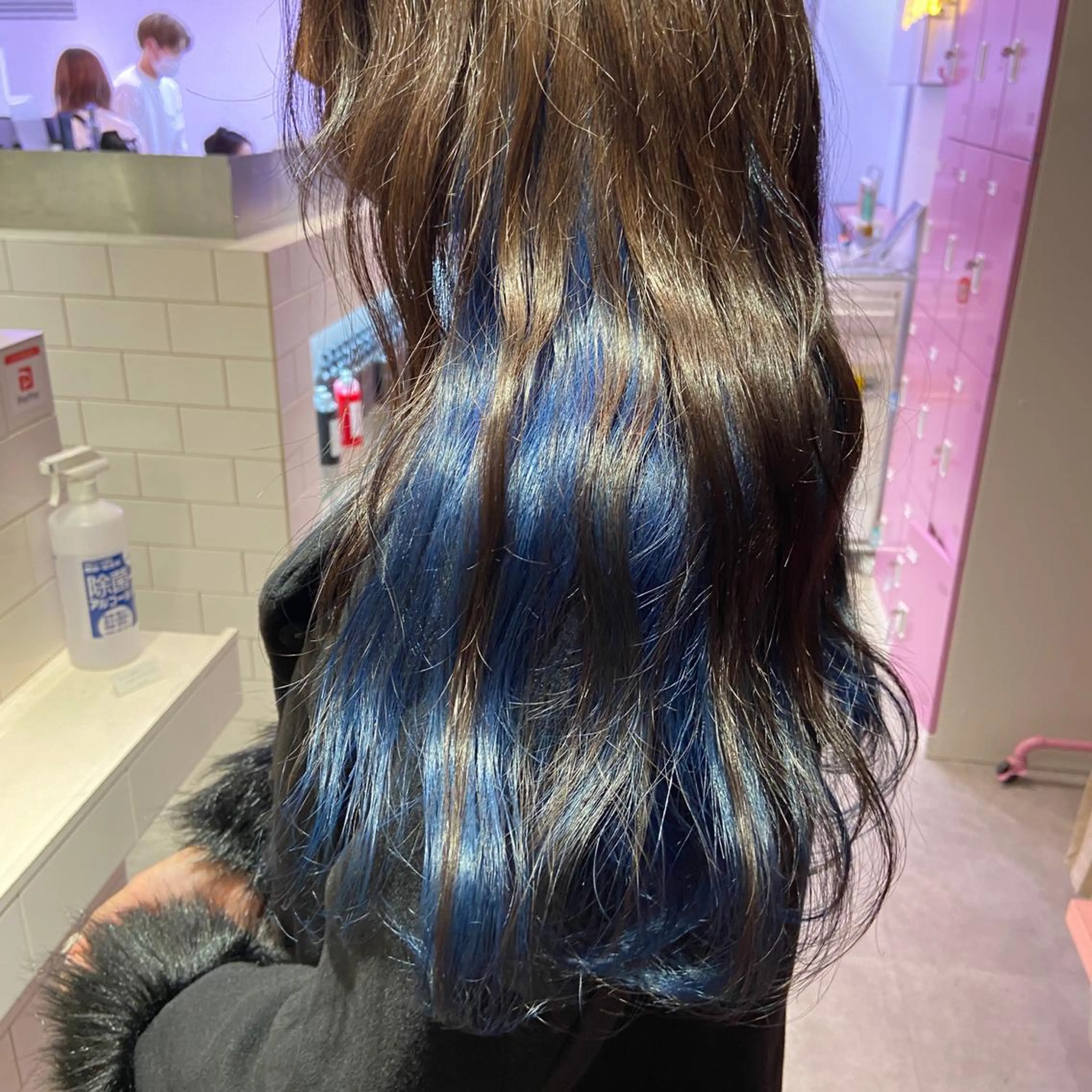 ロング カラー ヘアアレンジ ブリーチ ブルーカラー 天神レイヤーカット No.1💖マユカのヘアスタイル