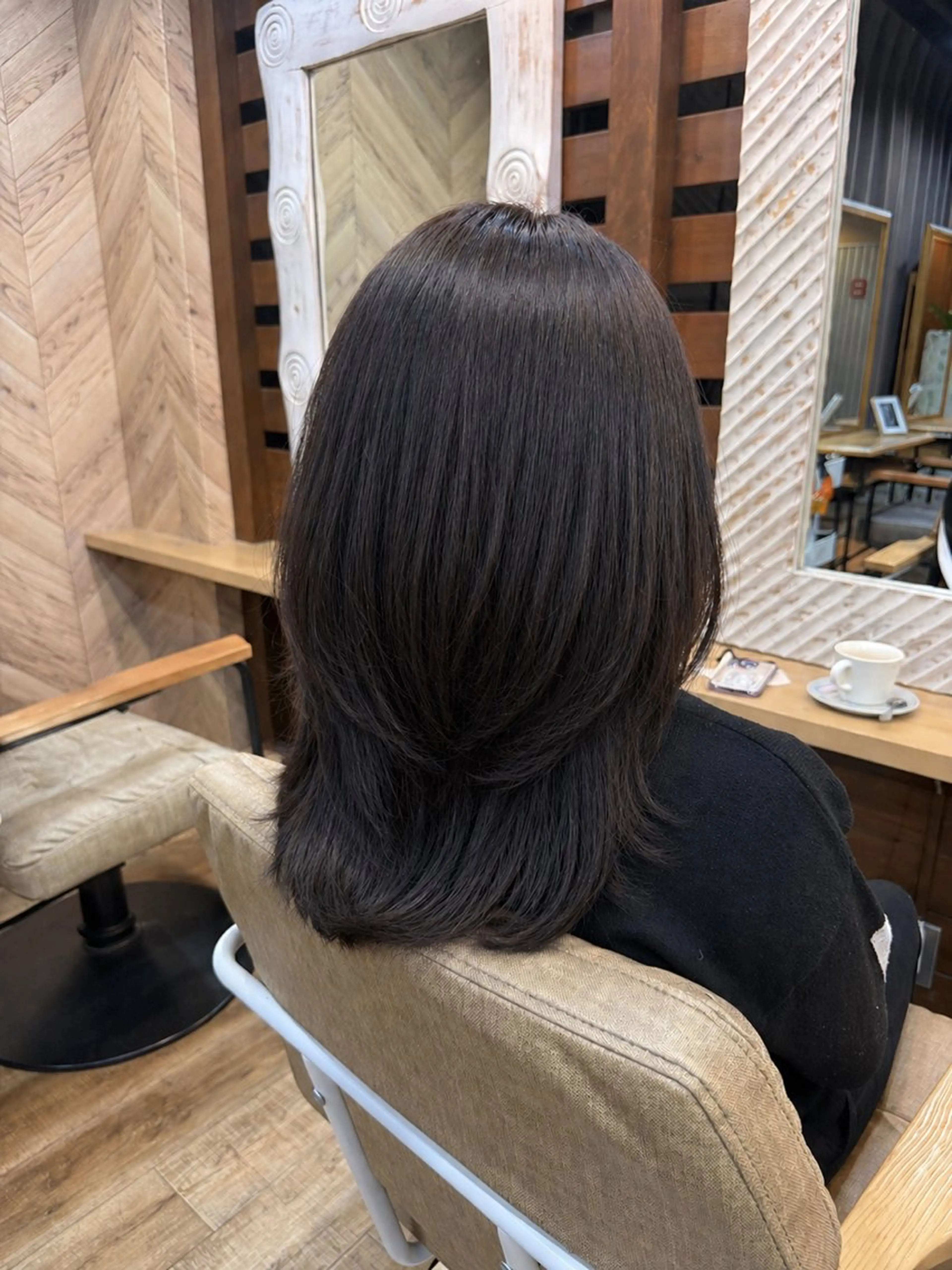 ミディアム カラー グレージュ ラベンダーカラー ラベンダーグレージュ ラベンダーグレー HiDE&SEEK もものヘアスタイル