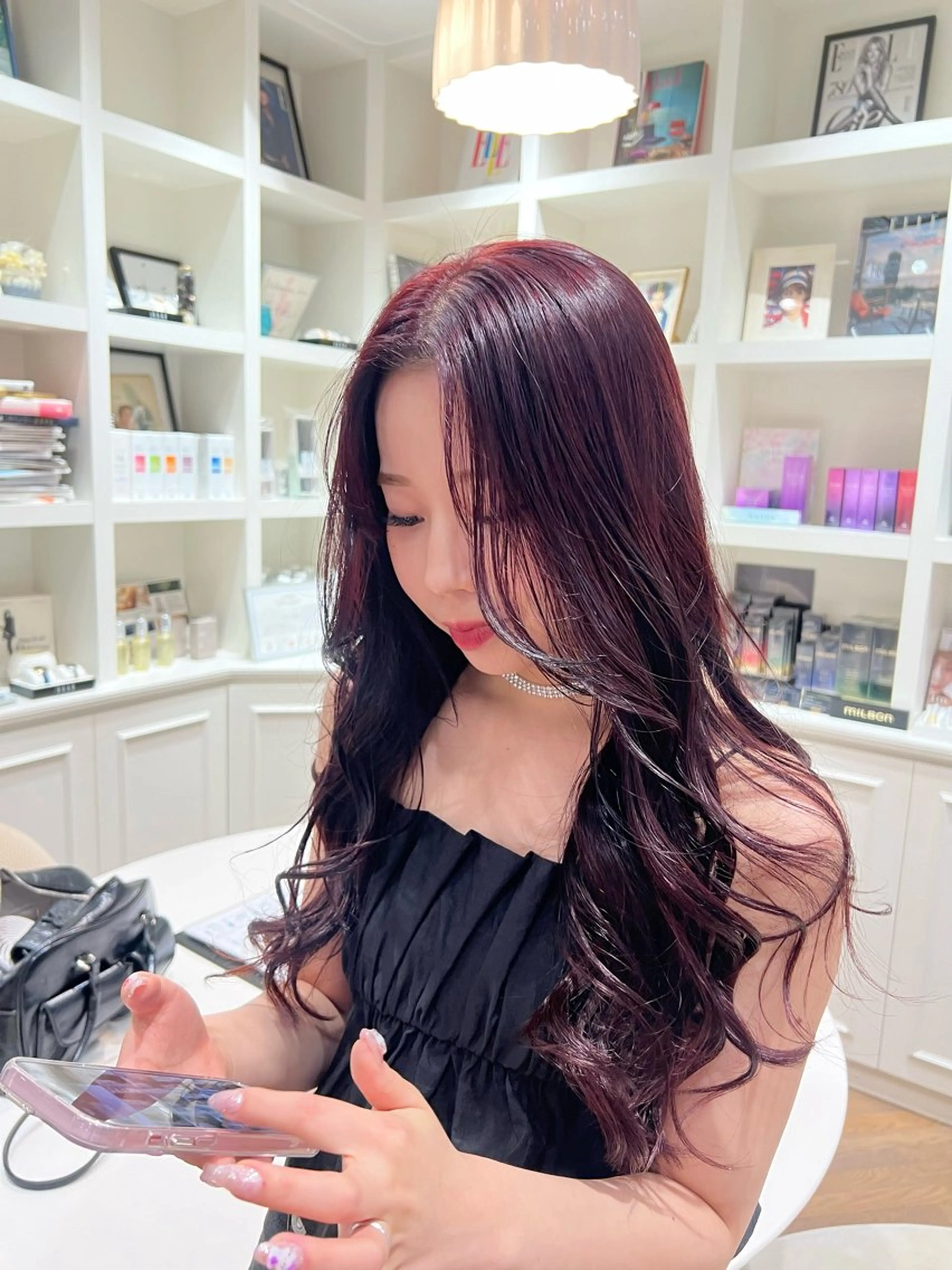 ロング カラー レッドカラー 韓国風ヘア カット ヘアカラー トリートメント 似合わせ/レイヤー 💟SAEのヘアスタイル