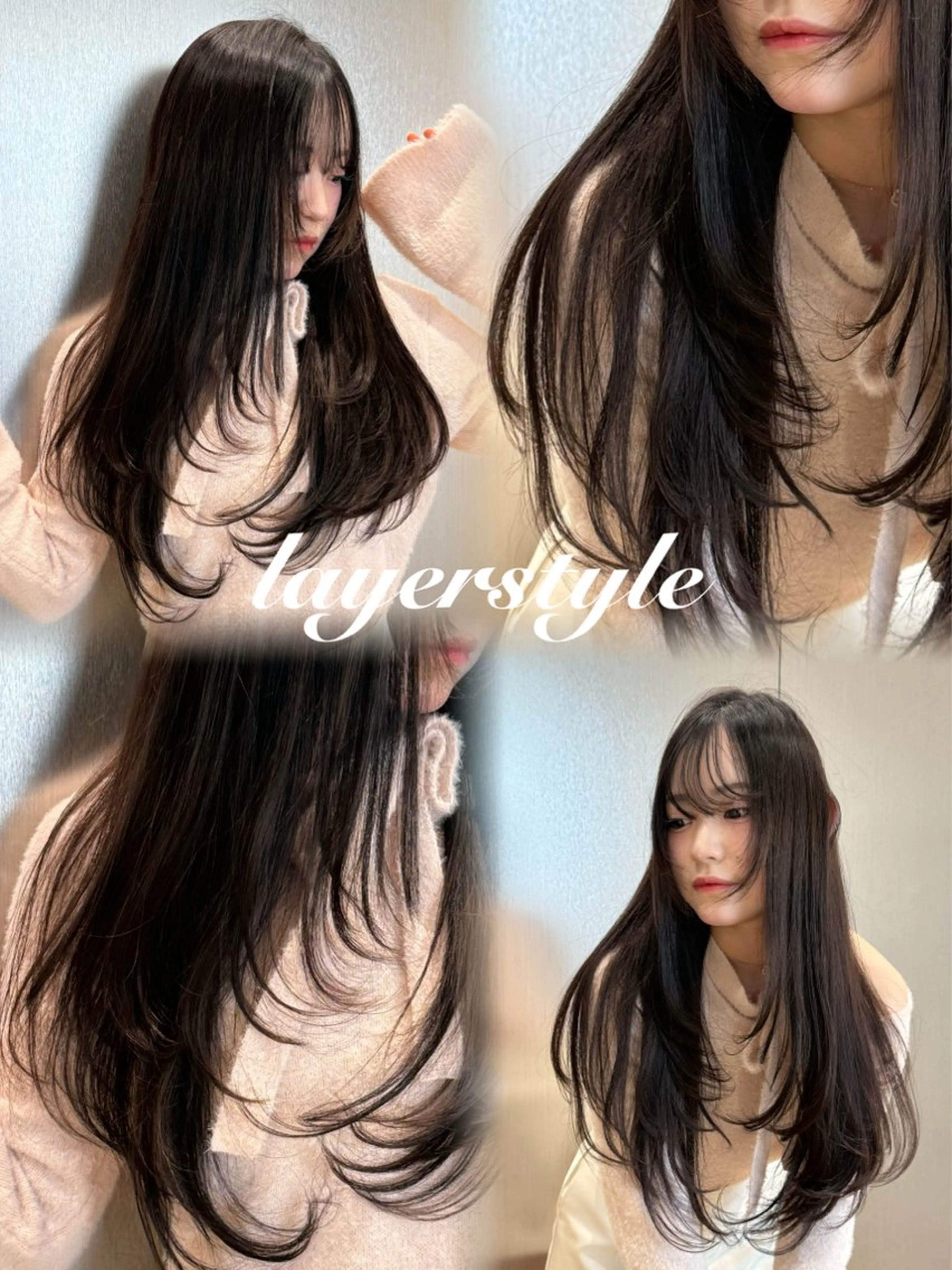 ロング レイヤーカット カット ヘアカラー トリートメント 柴田樹/大人可愛い 艶髪カラー/髪質改善のヘアスタイル