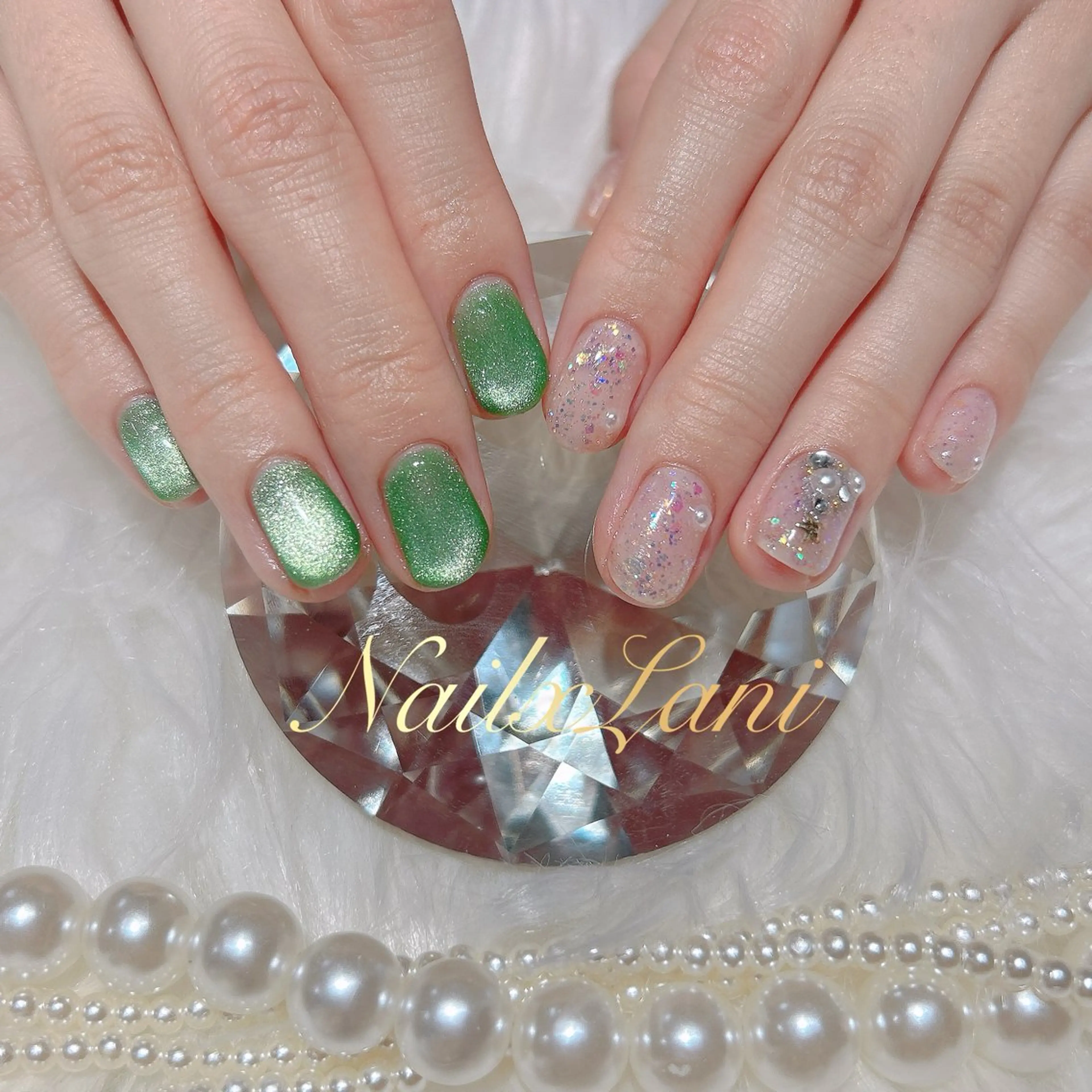 ネイル フットネイル ジェルネイル マグネットネイル パラジェル 冬ネイル Nail×Lani 深爪矯正対応◎のネイルデザイン