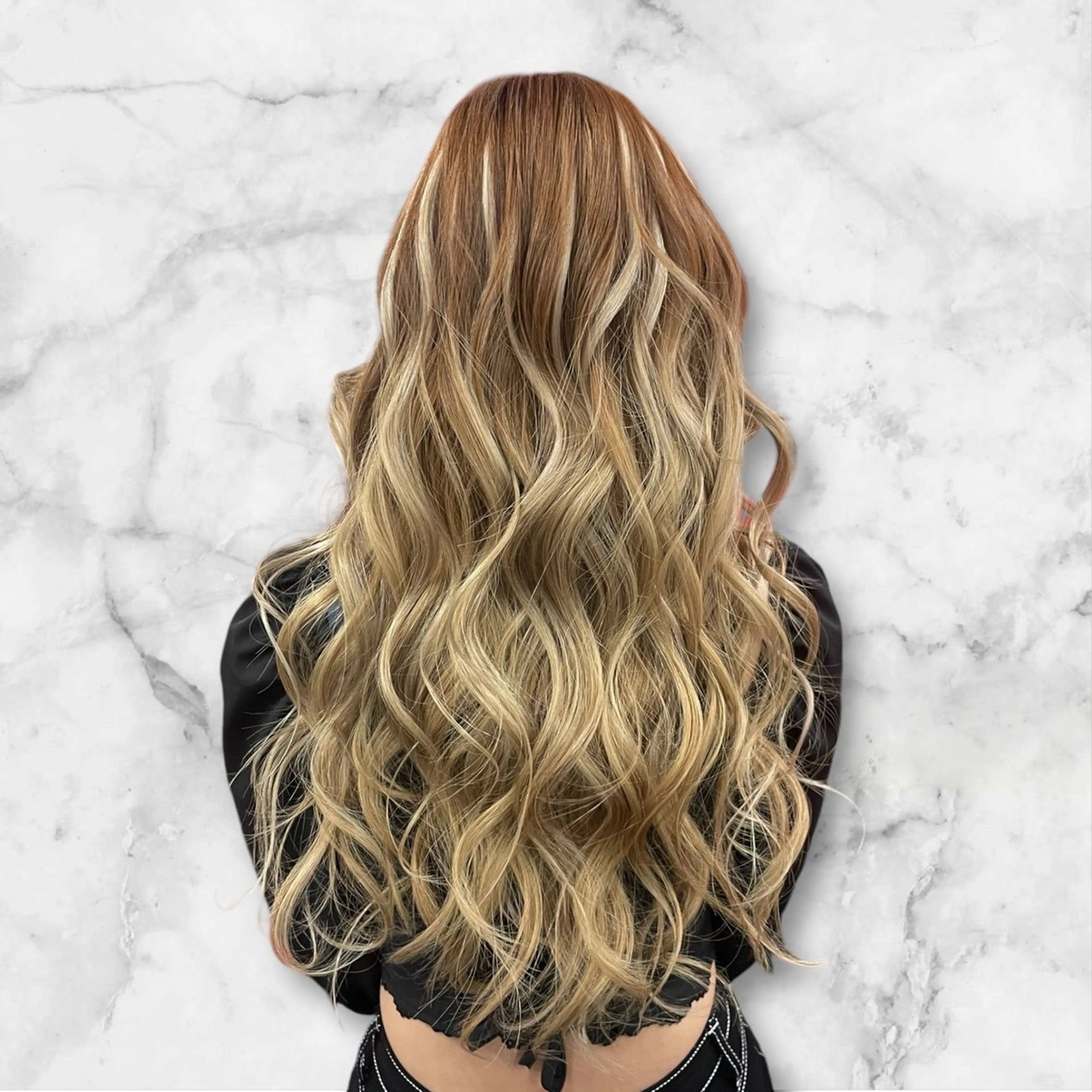 ロング ヘアカラー プルシールエクステ/ ハイトーン/ブリーチのヘアスタイル