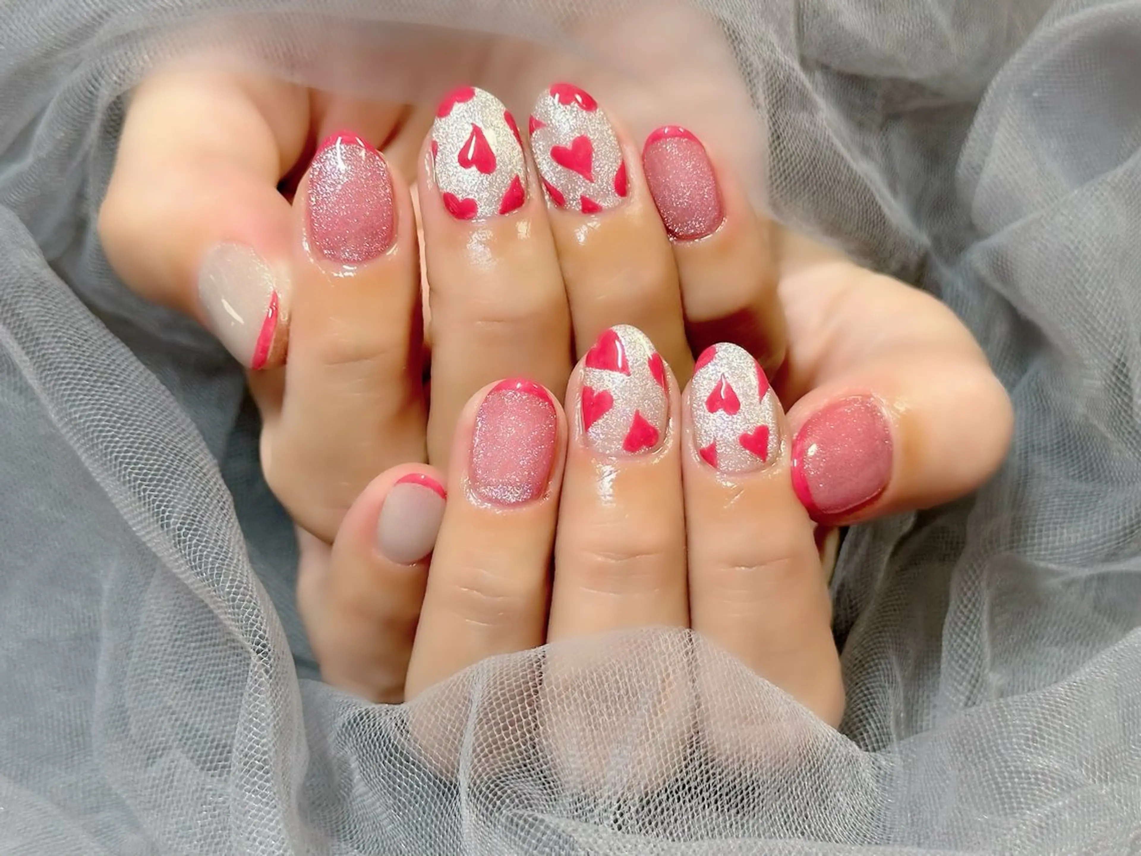 ネイル バレンタイン ハンドネイル Nail Salon KURELLYのネイルデザイン