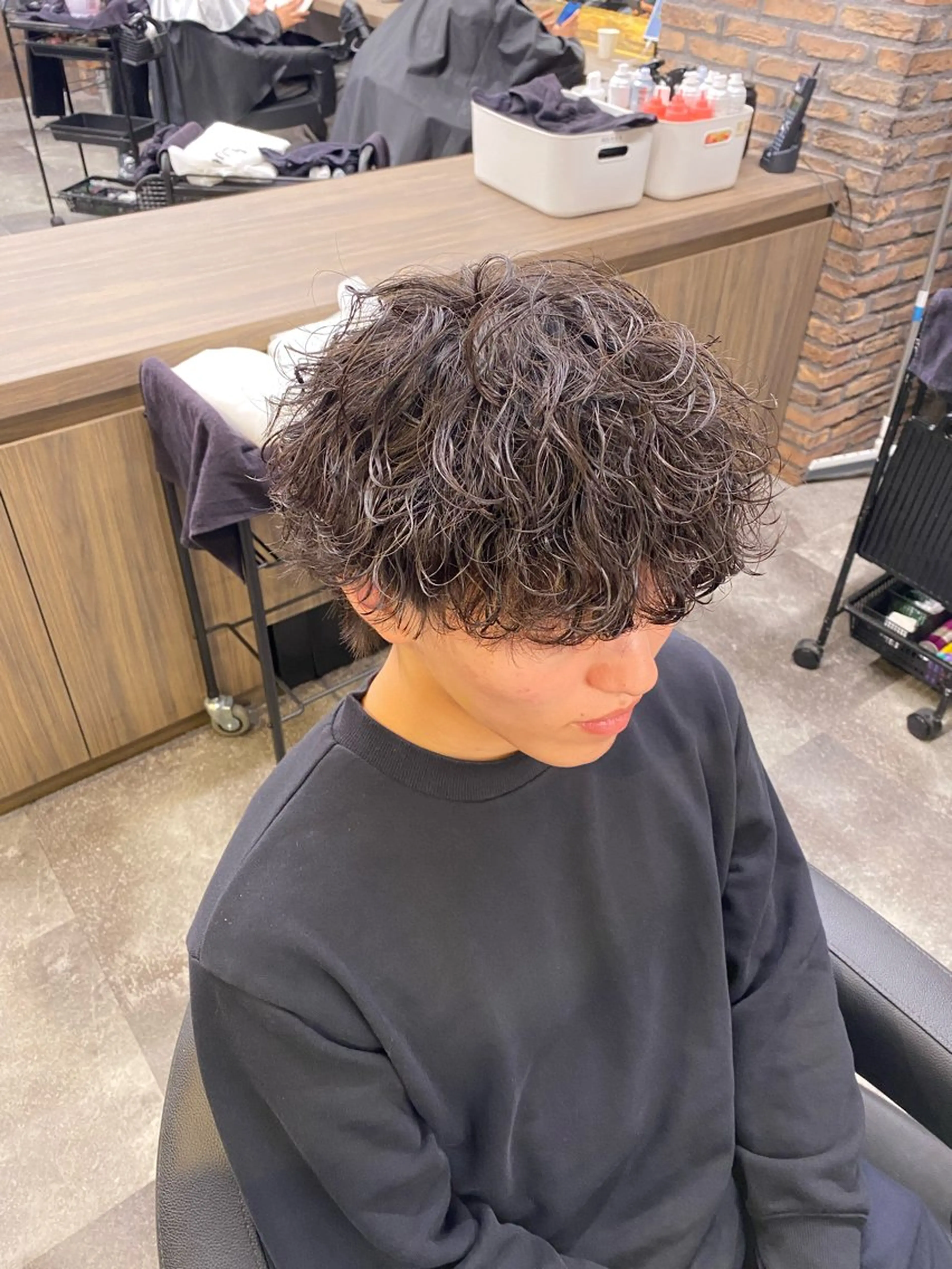 ミディアム カット パーマ ヘアセット メンズ特化 水口湧太のヘアスタイル