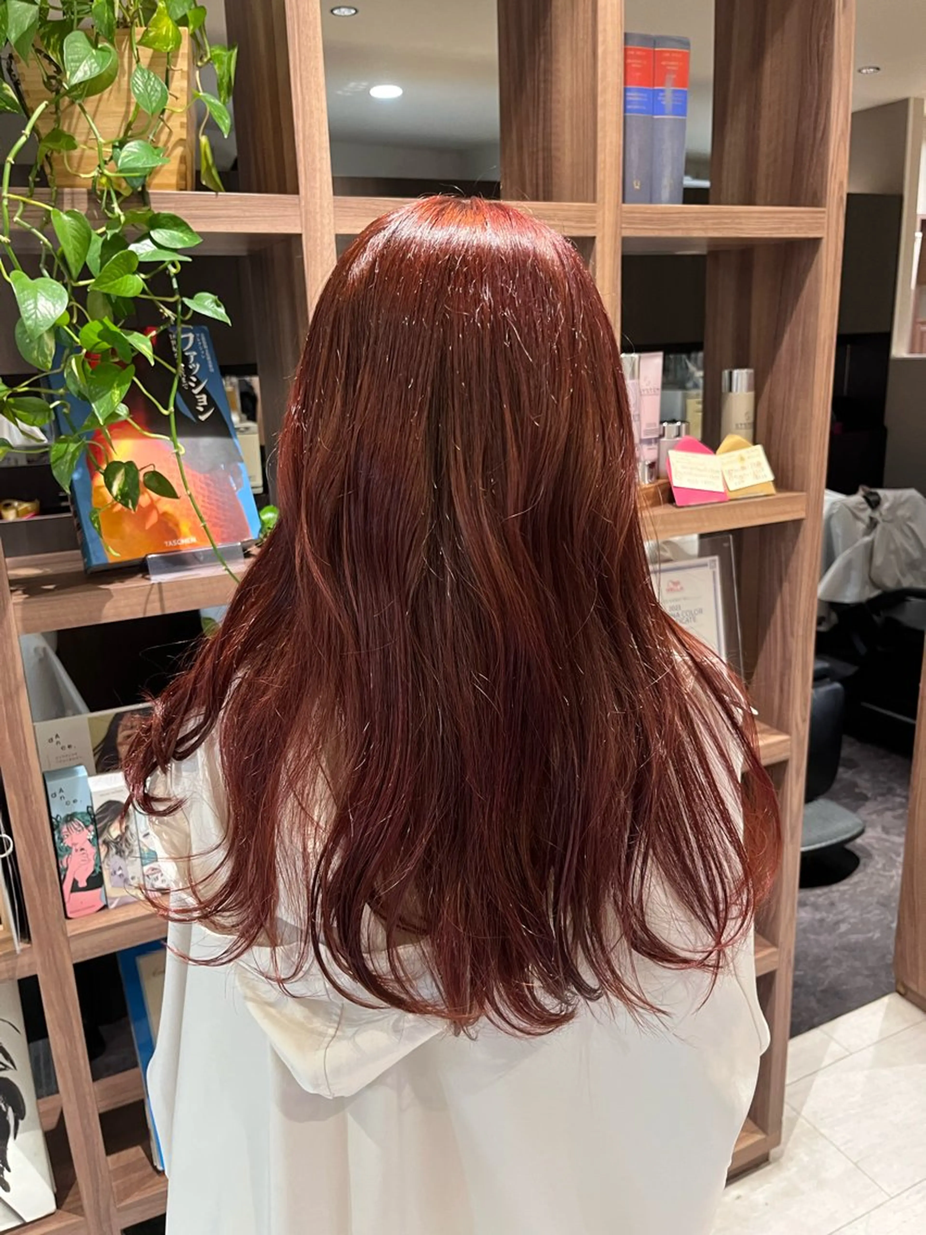 ロング カラー ブリーチ ボルドーカラー ダブルカラー ブリーチなしカラー dogstar小林諒 パーマ/レイヤーのヘアスタイル