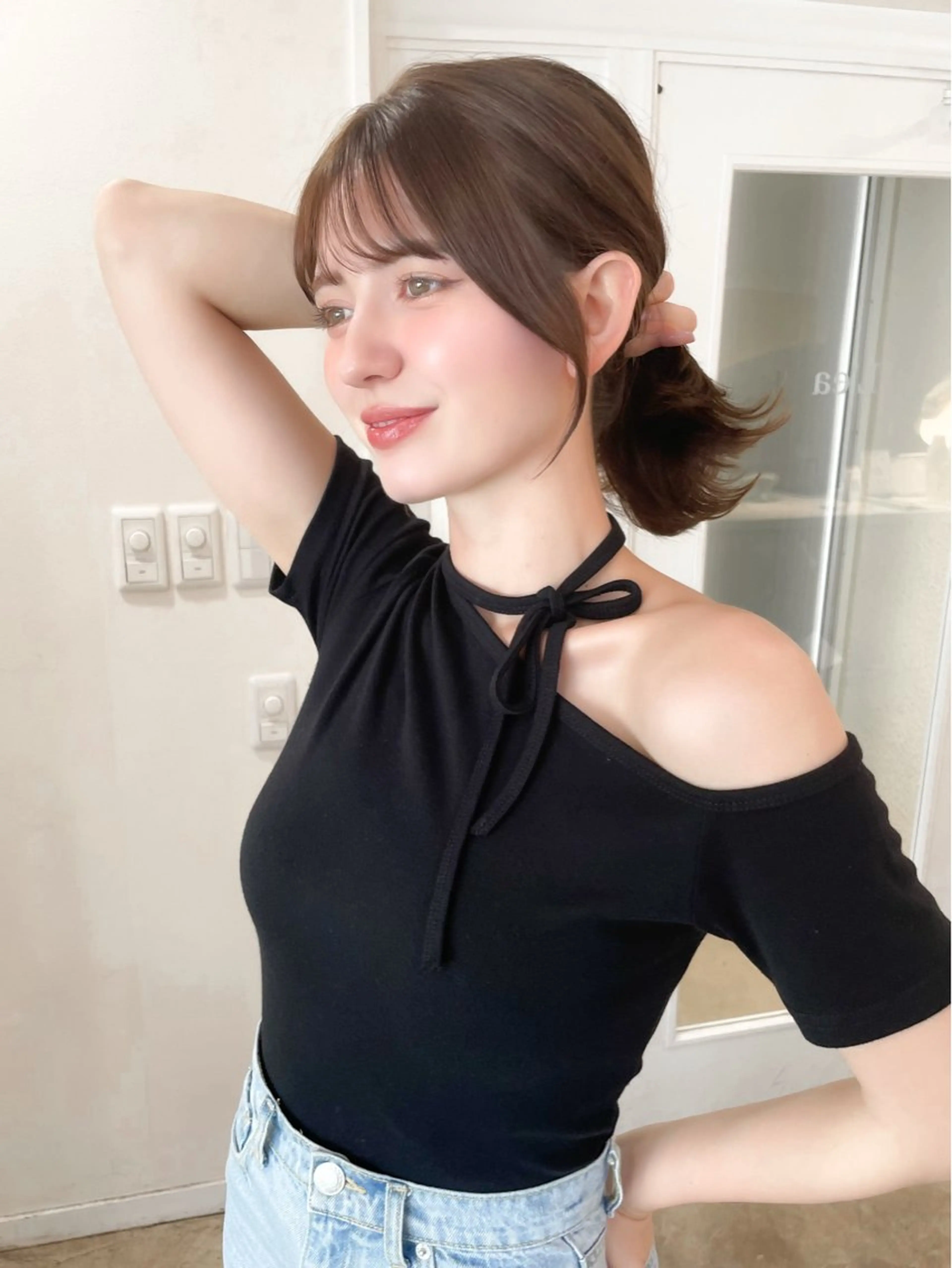 ミディアム ミディアム/顔周り/ ベージュ🌼mayuのヘアスタイル