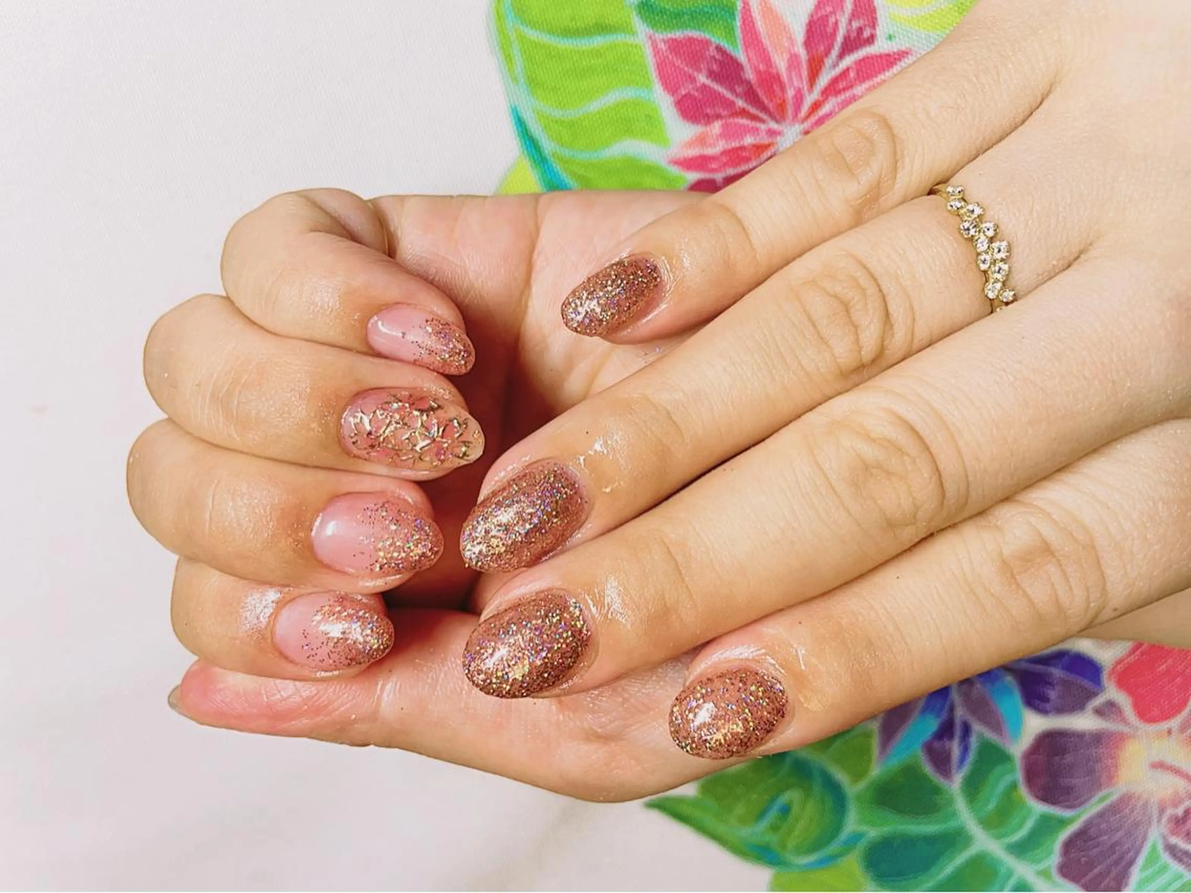 ネイル アートネイル 桜ネイル クリアネイル ゴールド ゴージャス Nail salon Ariettyのネイルデザイン