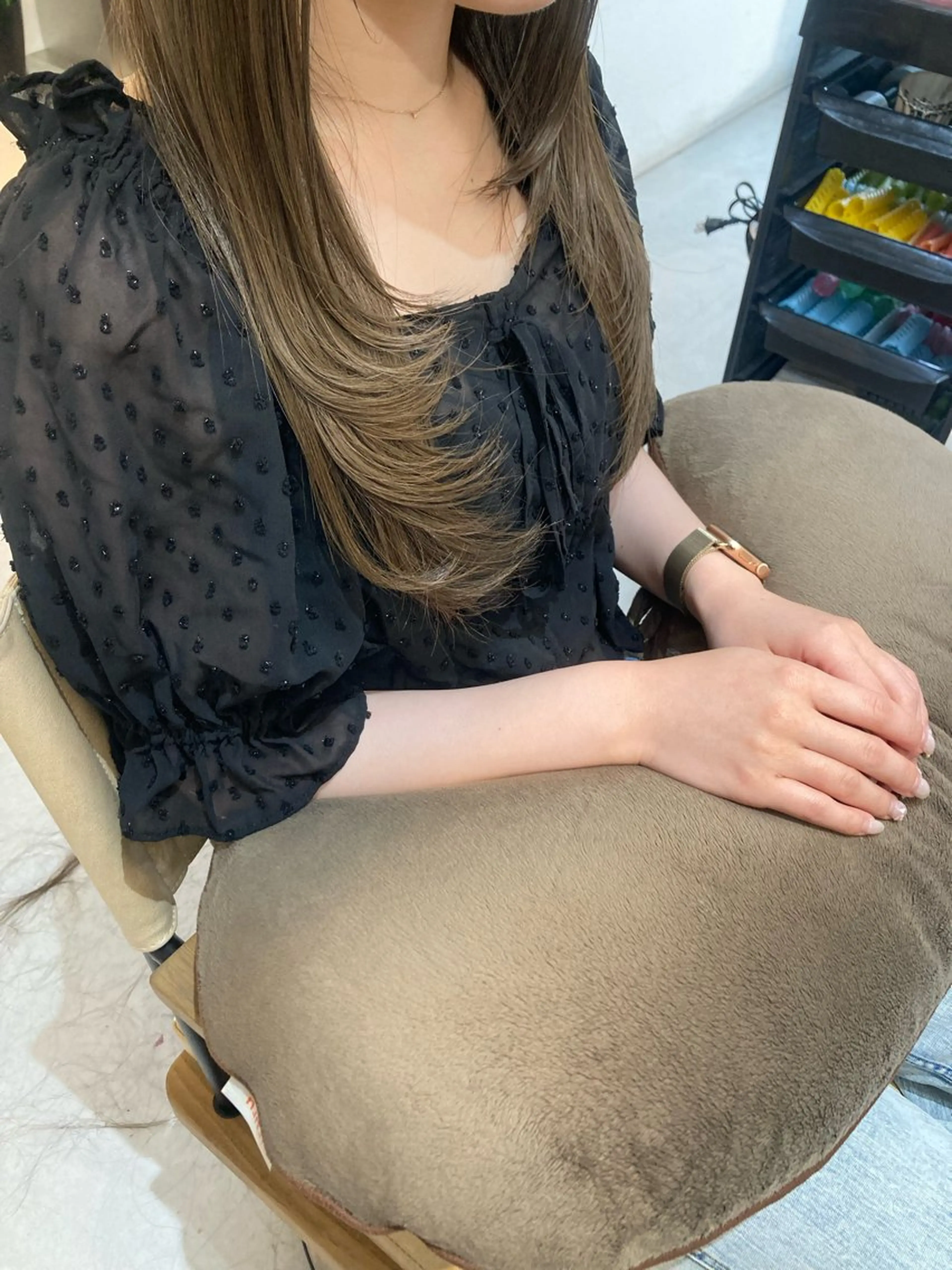 ロング カット ヘアカラー トリートメント ✨色持ちの良い艶 カラー✨蟹江真世のヘアスタイル