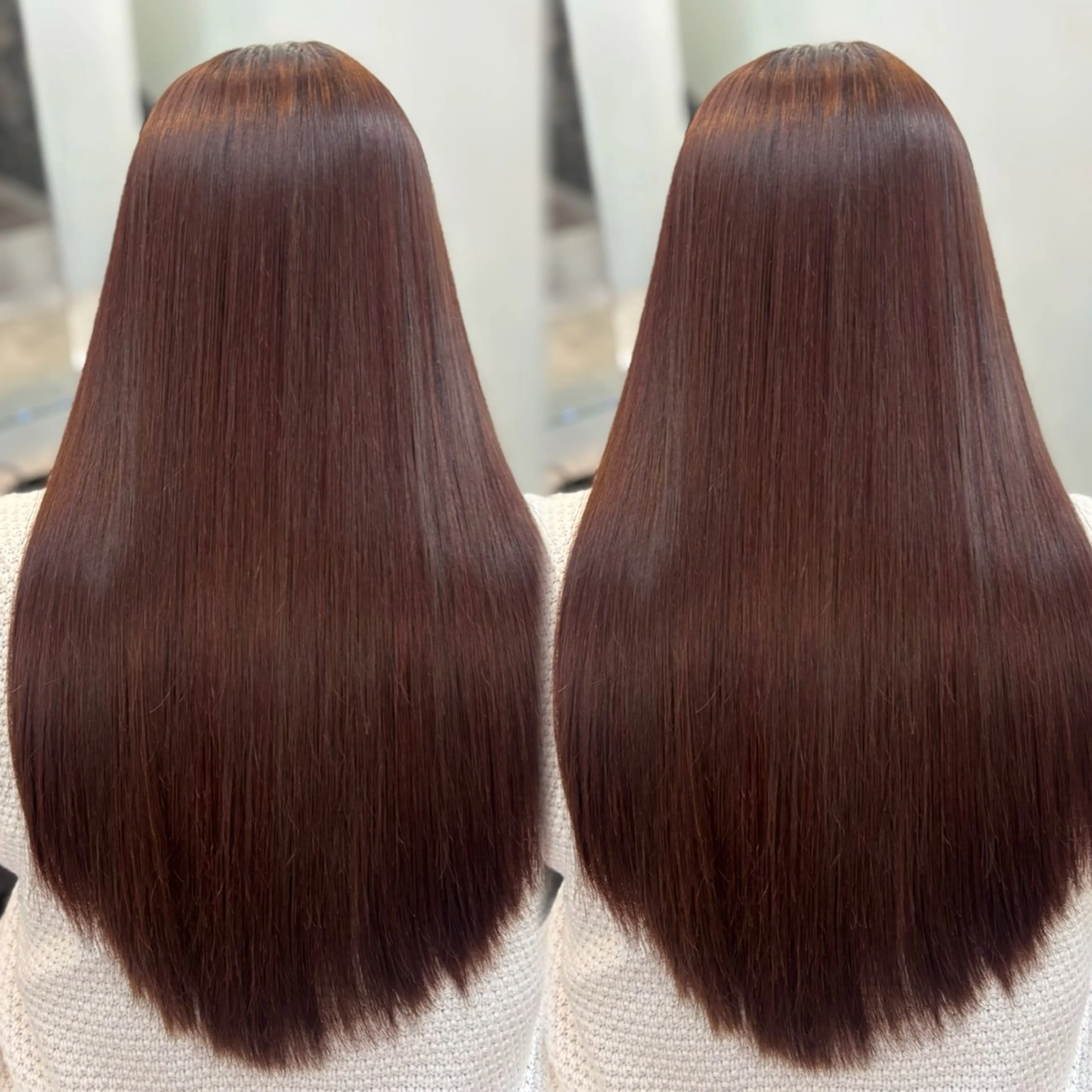 ロング カラー レッドカラー 似合わせカット ヘアカラー 🐈‍⬛momo🐾 ダブルカラーのヘアスタイル
