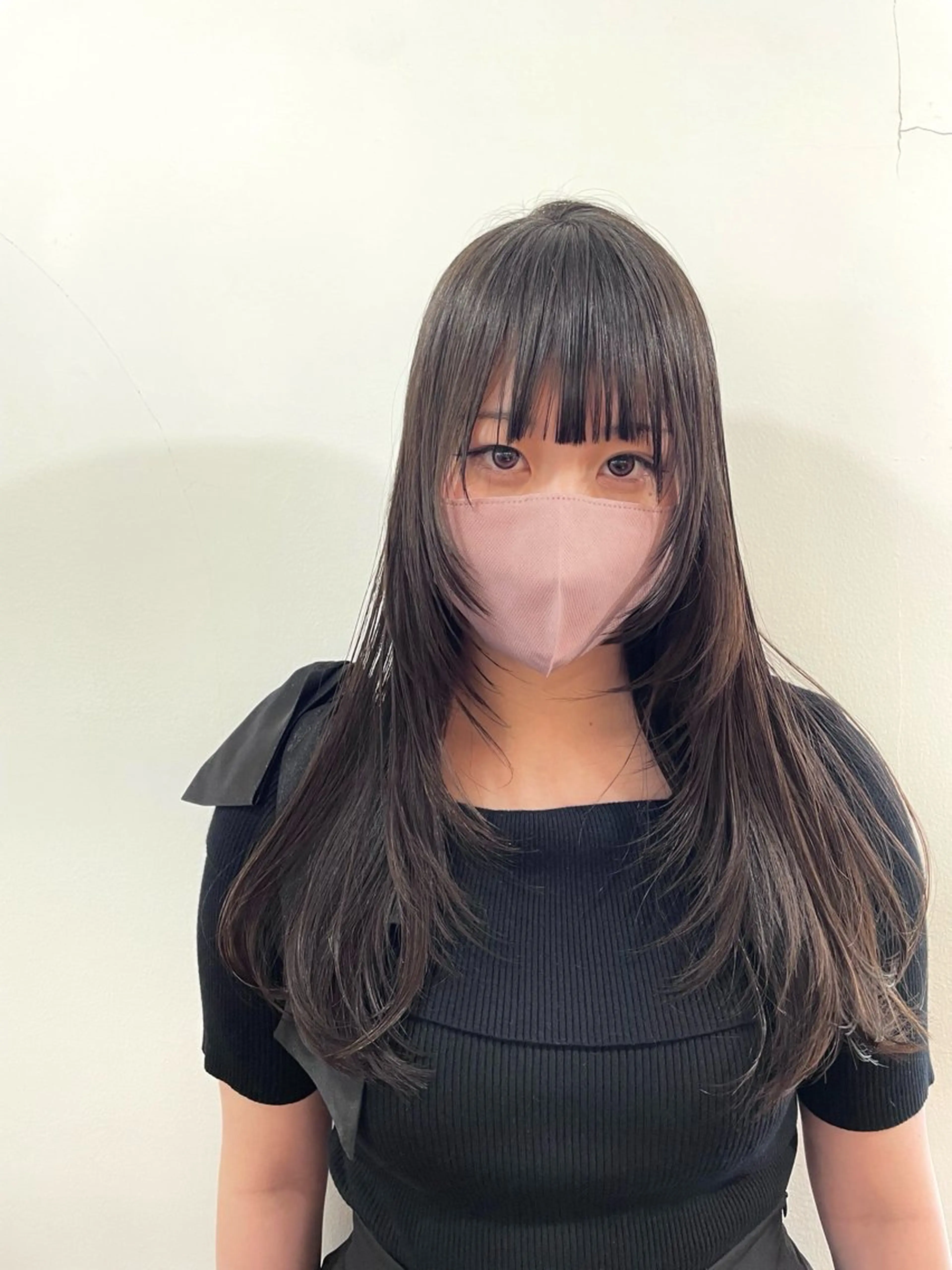 ロング パーマ ロングレイヤー ボブ 髪質改善 韓国風ヘア レイヤーカット カット 縮毛矯正 トリートメント mopa_kaede 暖色カラー/ロングのヘアスタイル