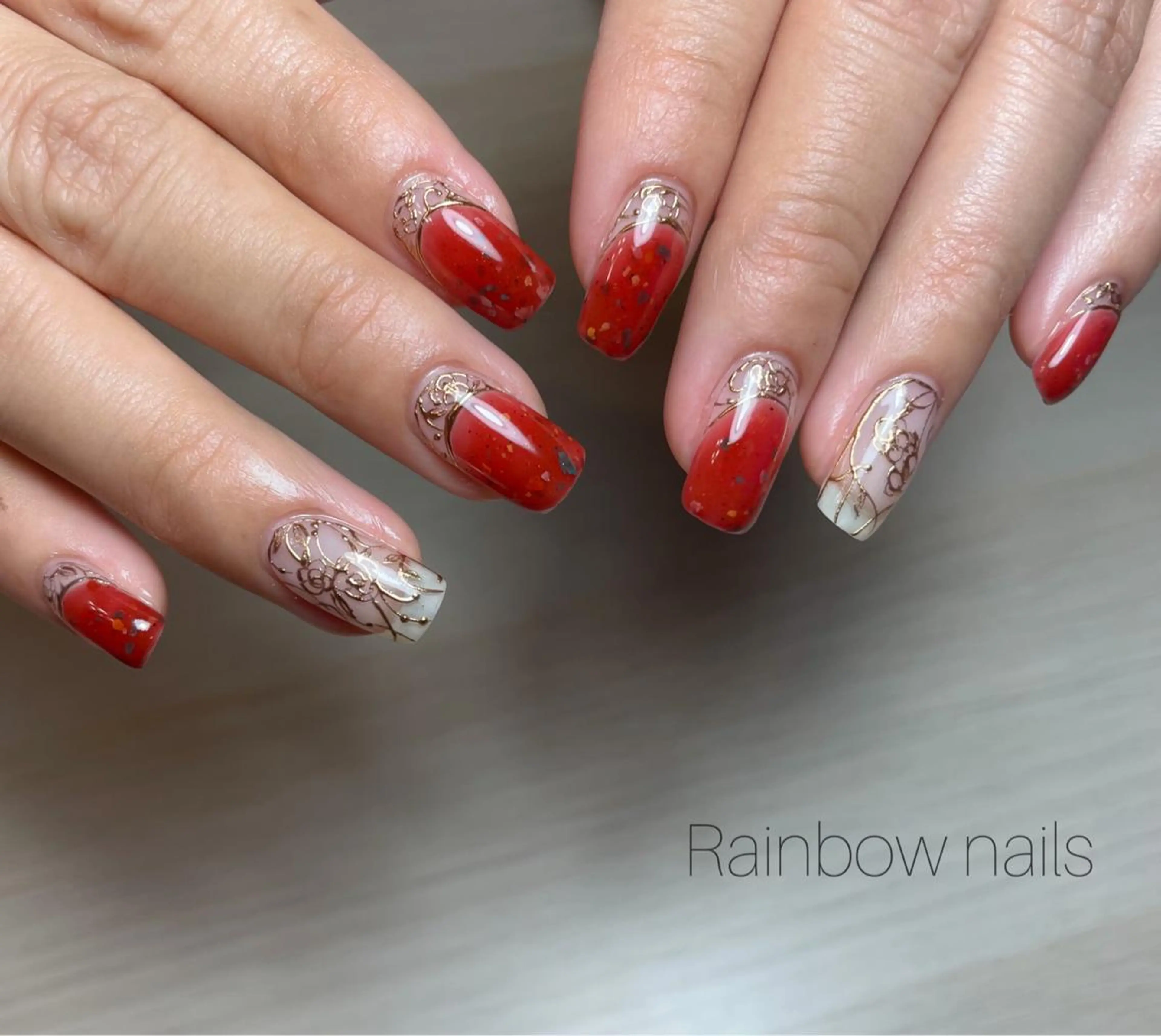 ネイル Rainbow nailsくろちゃんのネイルデザイン