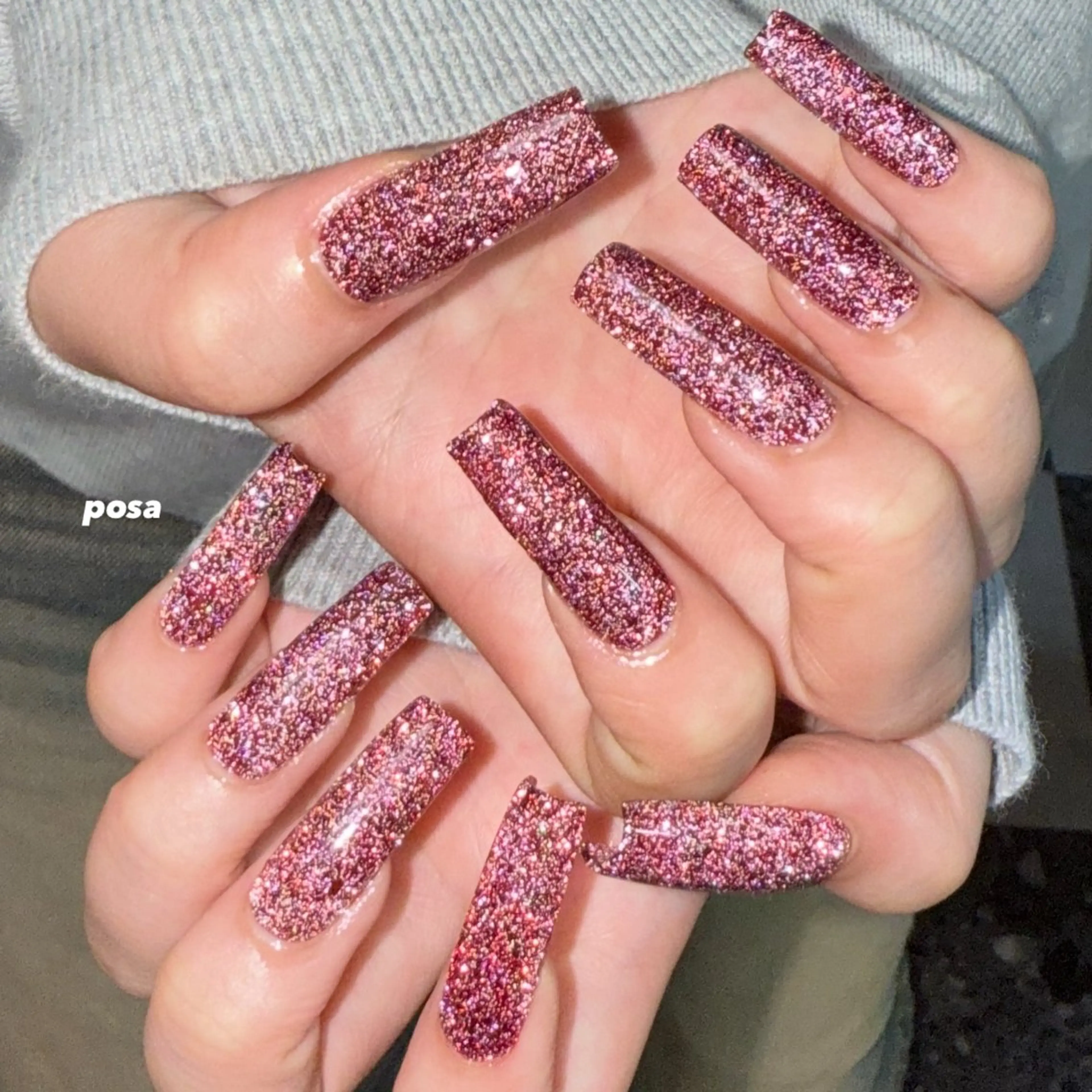 ネイル 長さ出し フラッシュネイル ロングネイル ワンカラーネイル シンプルネイル ハンドネイル posa nail モエミのネイルデザイン