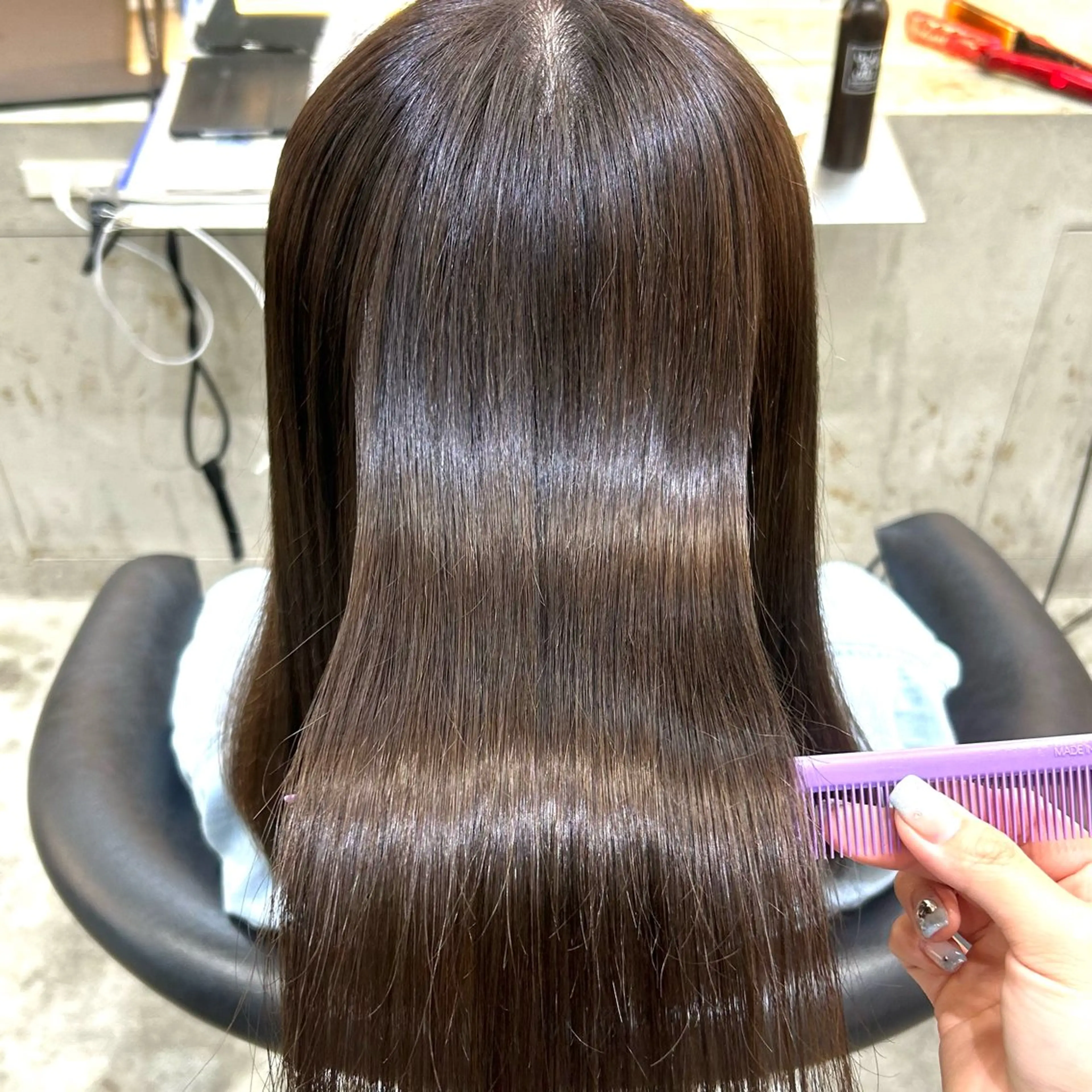 セミロング カラー 縮毛矯正 カット ヘアカラー 縮毛矯正 トリートメント ボブ/くびれボブ/ 髪質改善/Ru-kaのヘアスタイル