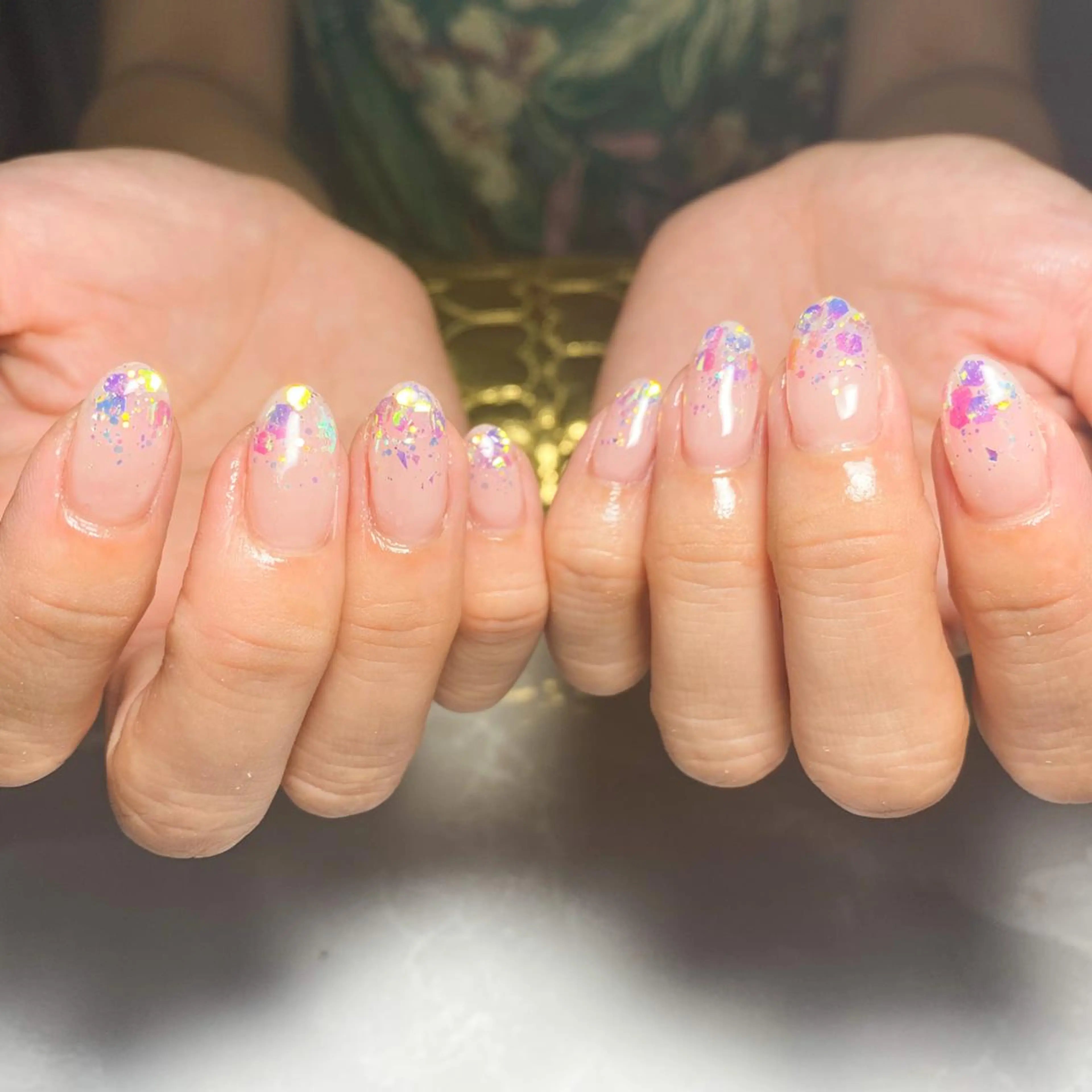 ネイル オーロラネイル グラデーション ラメ(グリッター) nail en💅 キッズスペース有のネイルデザイン