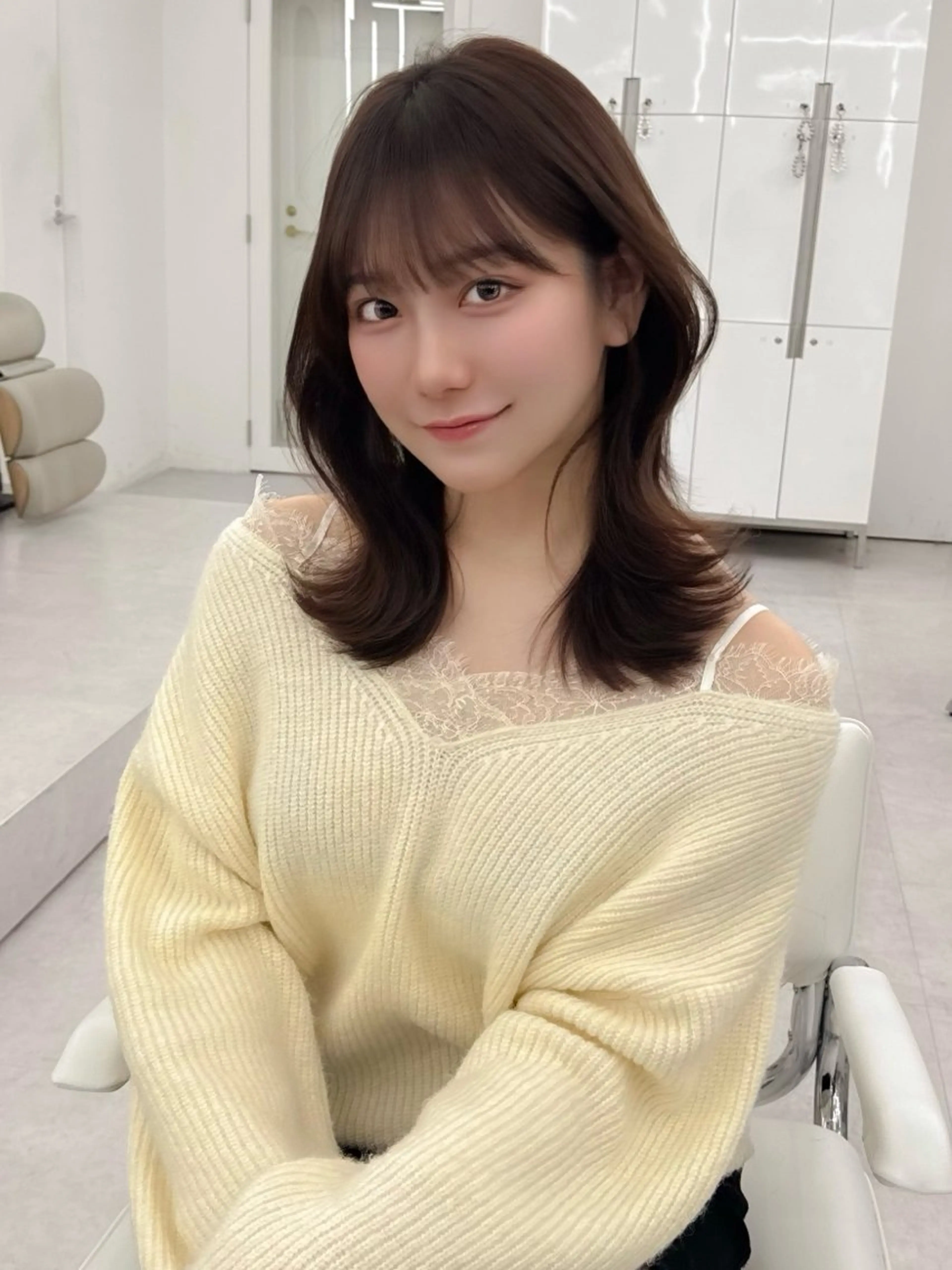 ミディアム カラー ヘアアレンジ カット ヘアカラー トリートメント 顔周り&ミディアム 特化/池袋/kokiのヘアスタイル