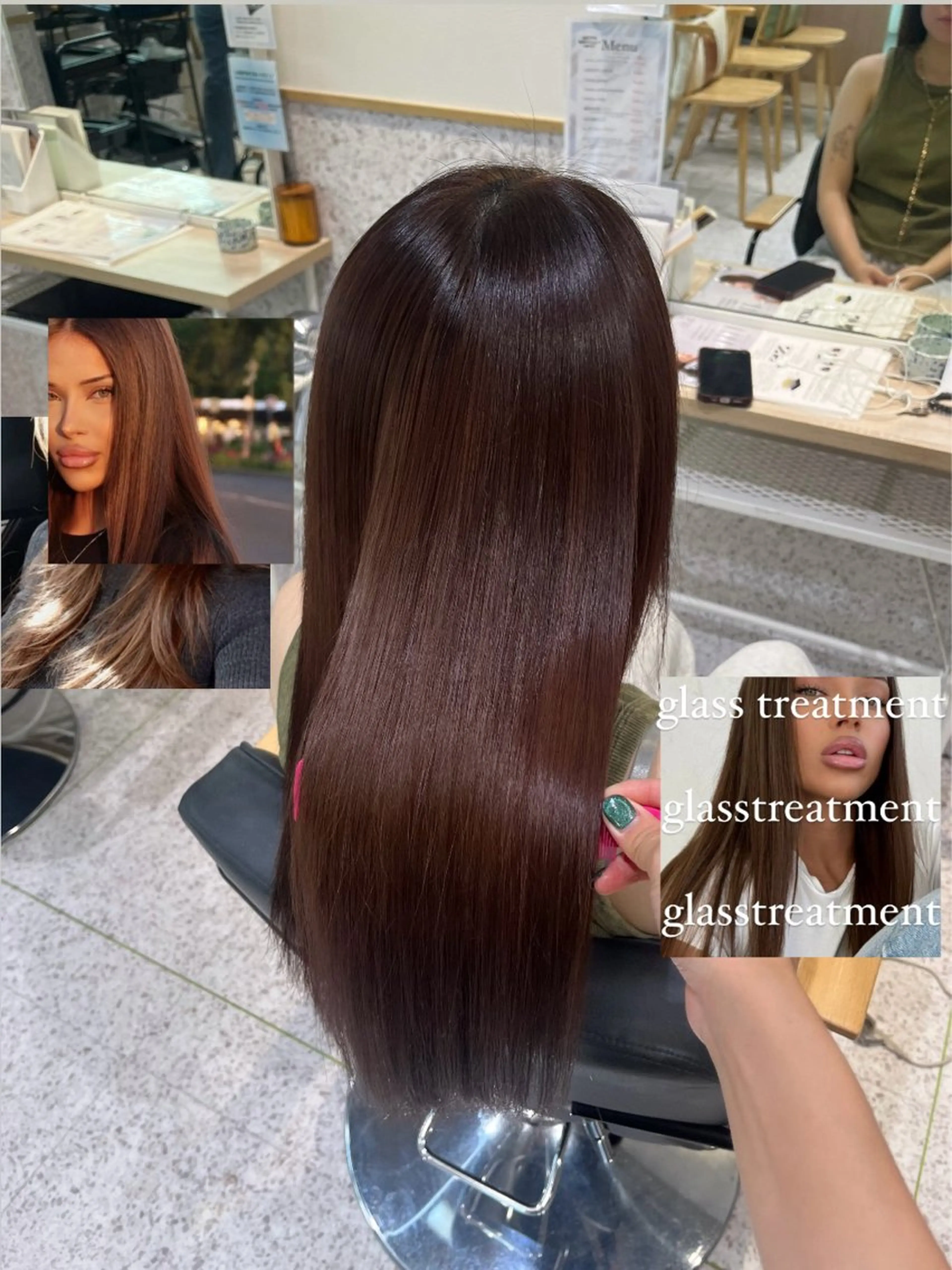 ロング 髪質改善 トリートメント 酸熱トリートメント カット トリートメント 髪質改善&艶カラー/ ほんだあみ (♡)のヘアスタイル