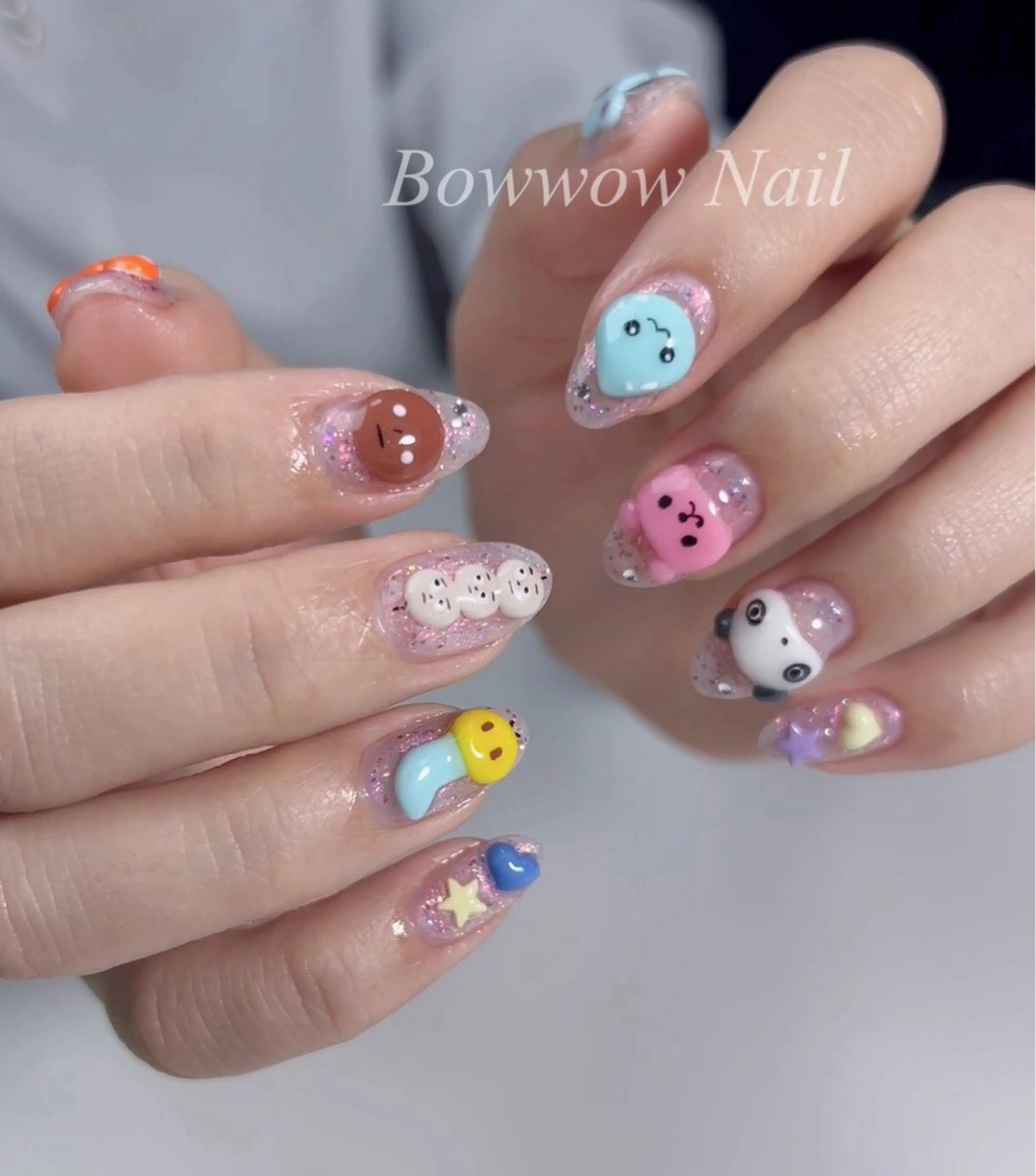 ネイル 長さ出し ハンドネイル Bow wow Nail さや🧸のネイルデザイン