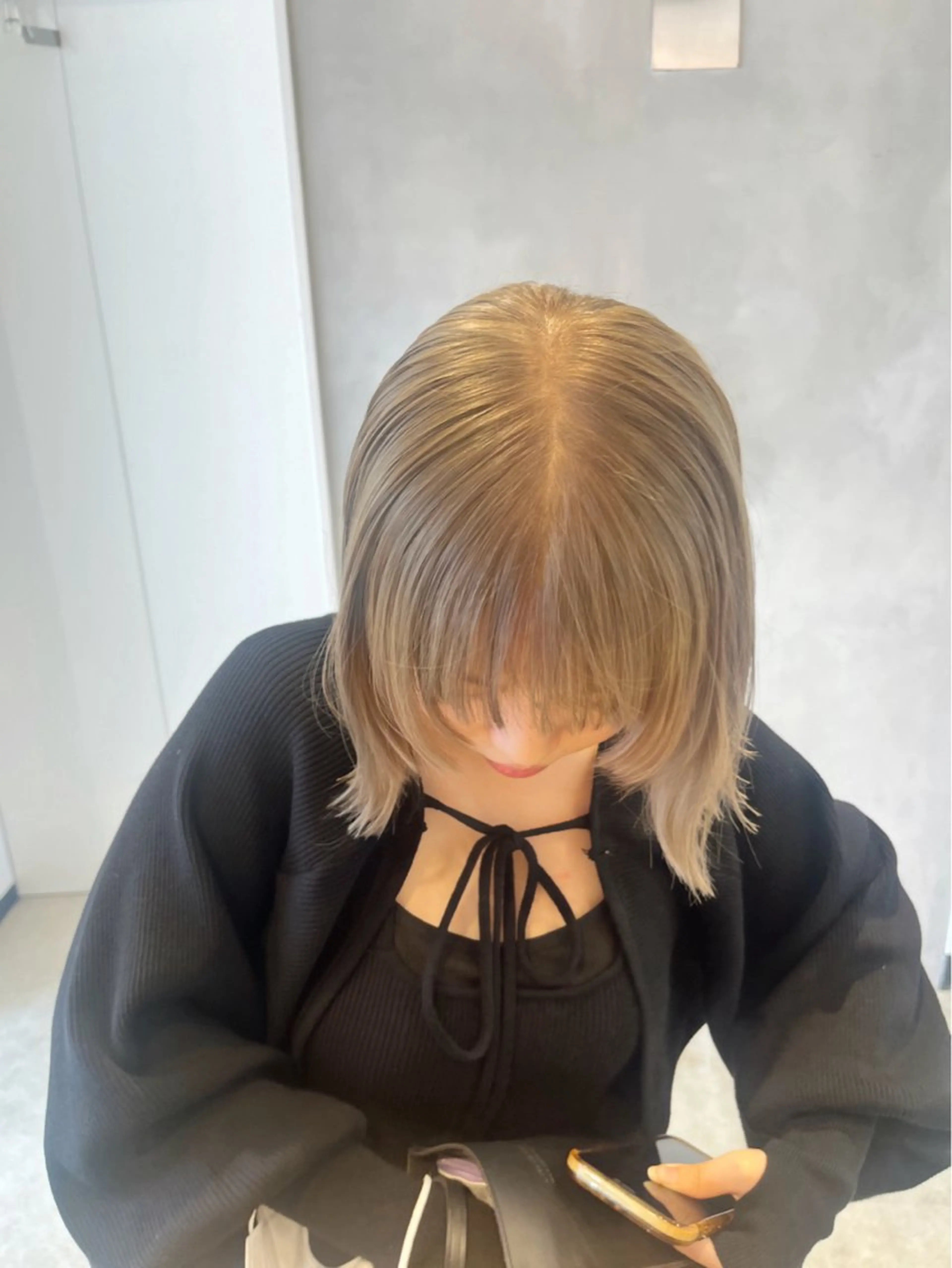 ショート ヘアカラー トリートメント ボブ/ベージュ/ パーマ🪿近森ゆいのヘアスタイル