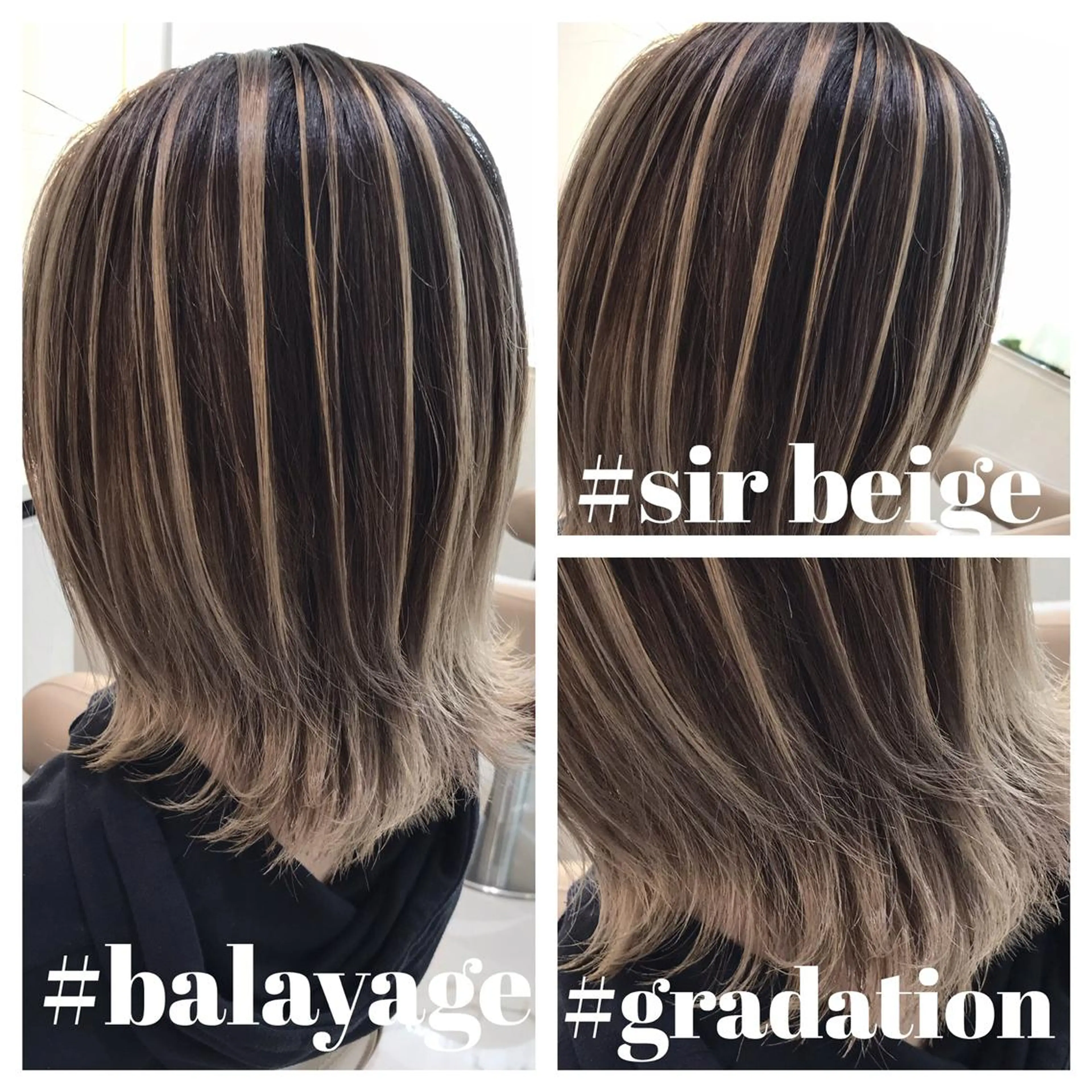 ミディアム カラー バレイヤージュ ベージュカラー レイヤーカット カット ヘアカラー 山崎俊輔/髪質改善 /バレイヤージュのヘアスタイル