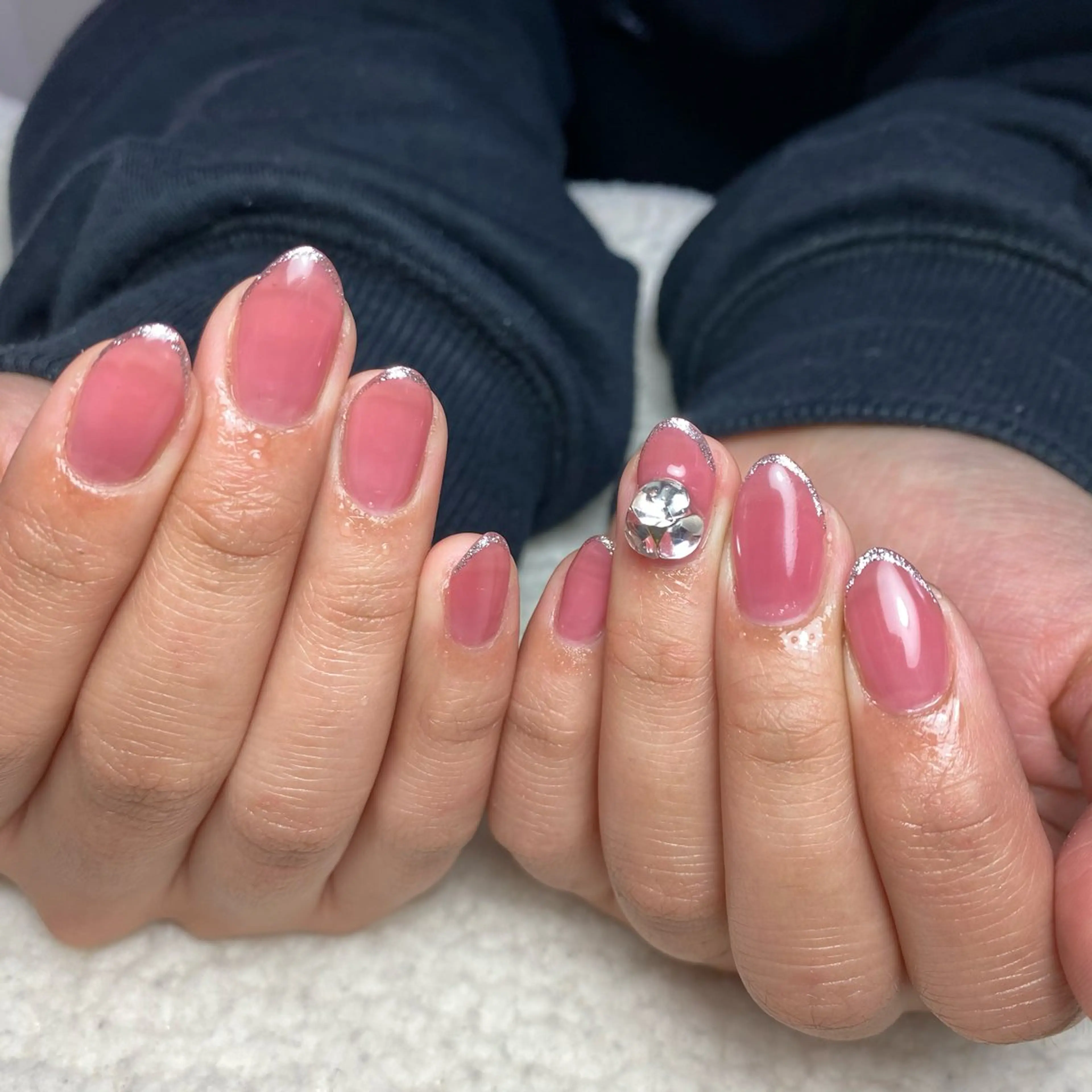 ネイル フレンチネイル ラメ(グリッター) ピンク ハンドネイル COCO+所属・COCO +のエステ・リラクイメージ