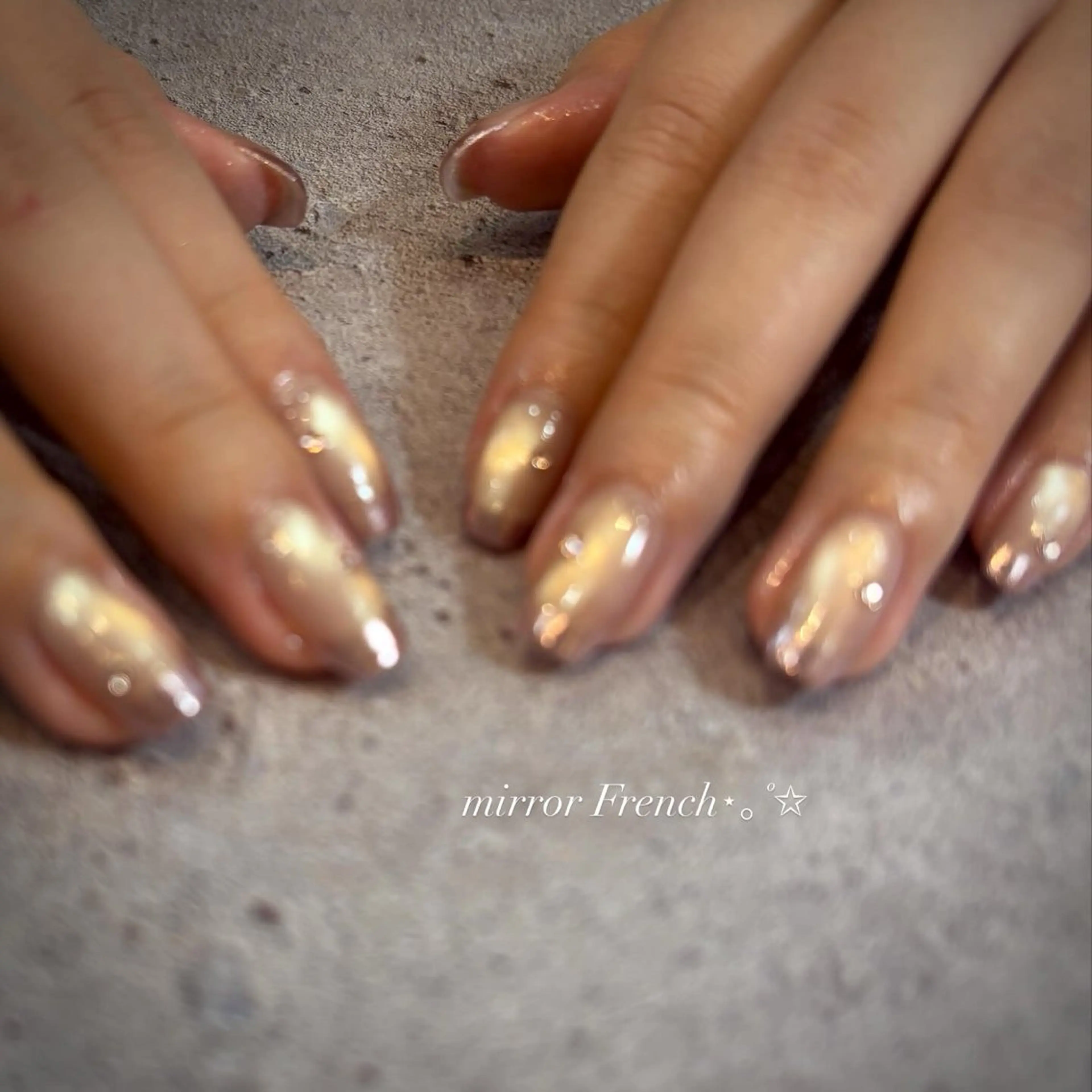 ネイル フレンチネイル ミラーネイル Blabo鹿児島中央 senaのネイルデザイン