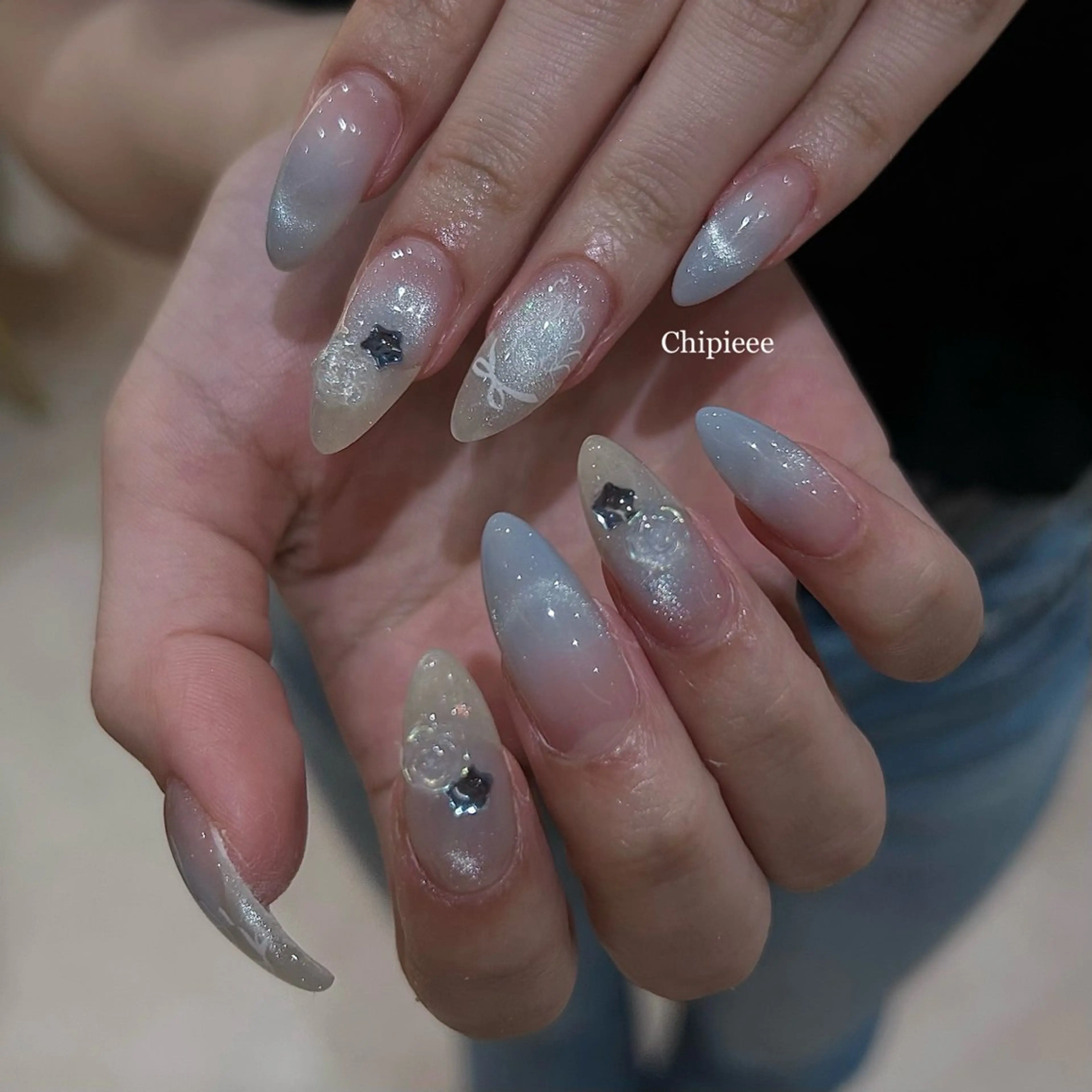 ネイル ブルー ハンドネイル Chipieee manamiのネイルデザイン